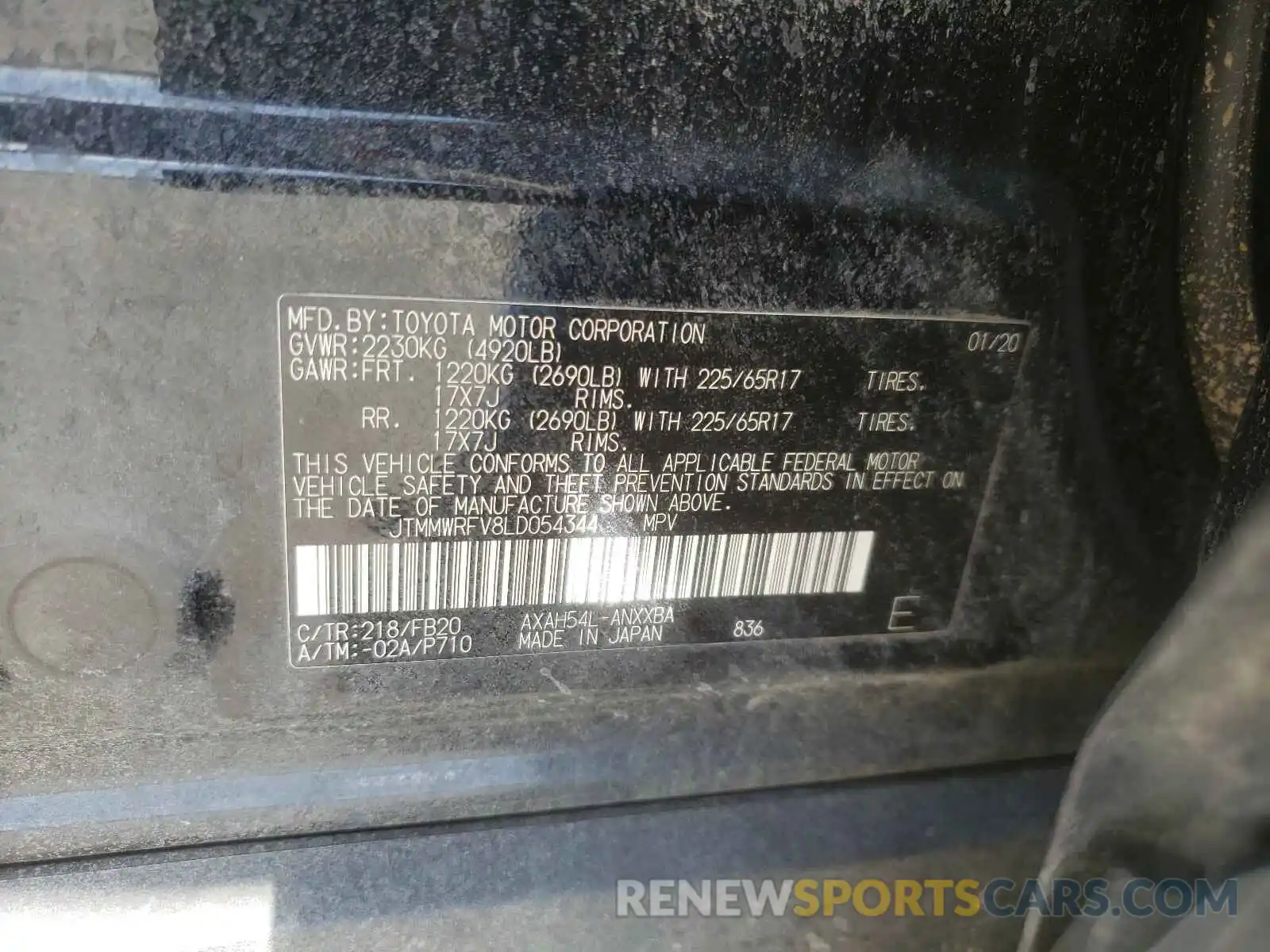 10 Photograph of a damaged car JTMMWRFV8LD054344 TOYOTA RAV4 2020