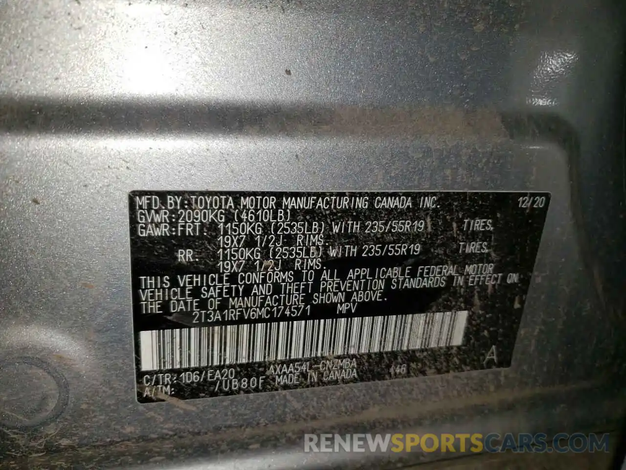 10 Фотография поврежденного автомобиля 2T3A1RFV6MC174571 TOYOTA RAV4 2021