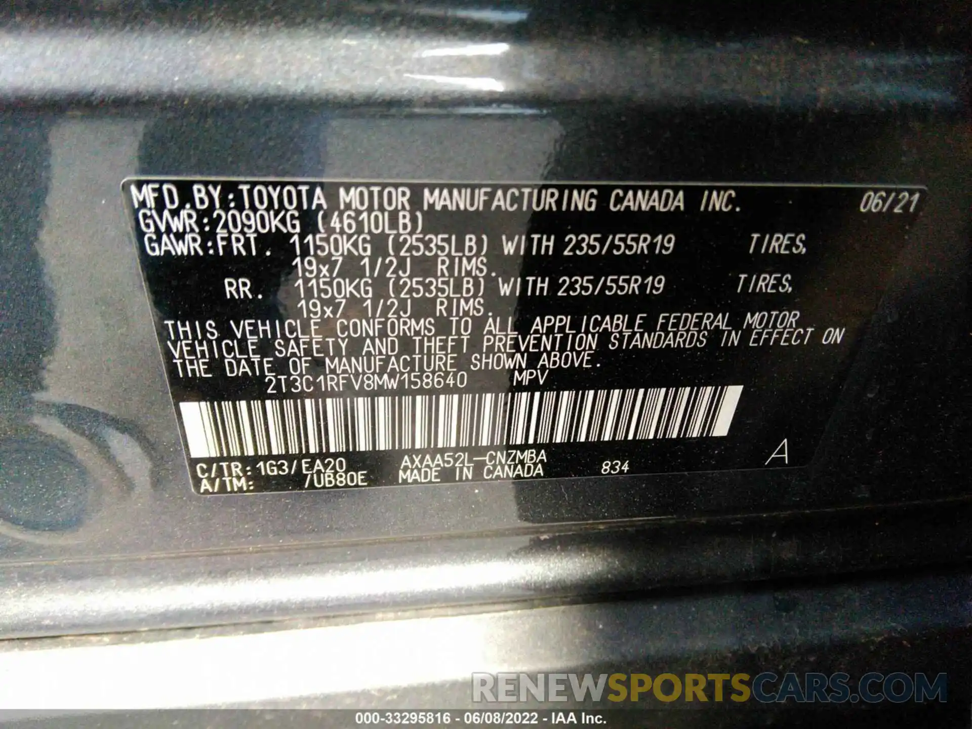 9 Фотография поврежденного автомобиля 2T3C1RFV8MW158640 TOYOTA RAV4 2021