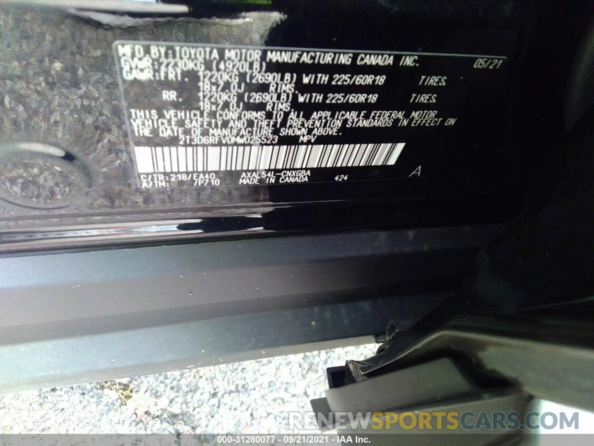 9 Фотография поврежденного автомобиля 2T3D6RFV0MW025523 TOYOTA RAV4 2021