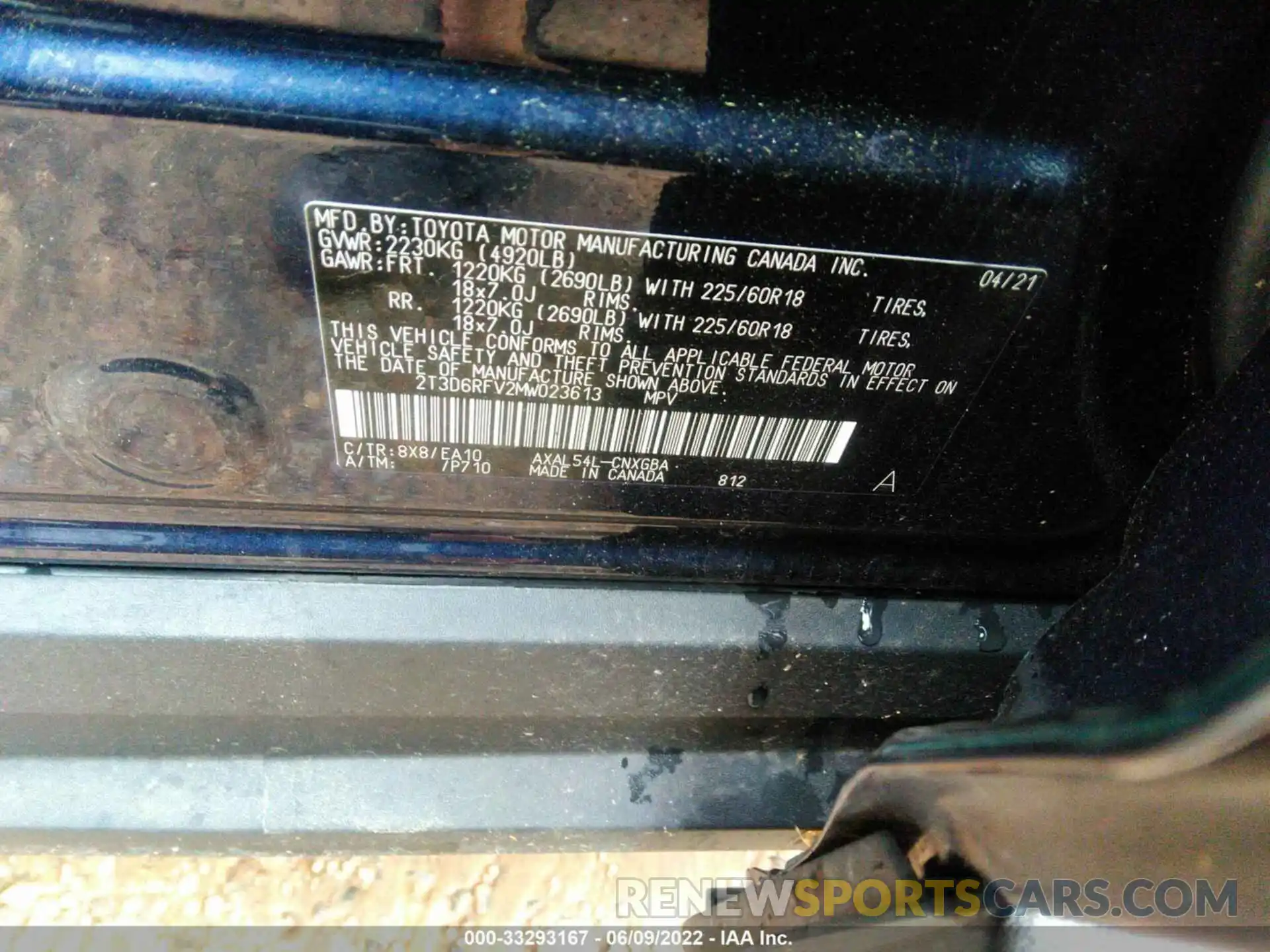 9 Фотография поврежденного автомобиля 2T3D6RFV2MW023613 TOYOTA RAV4 2021