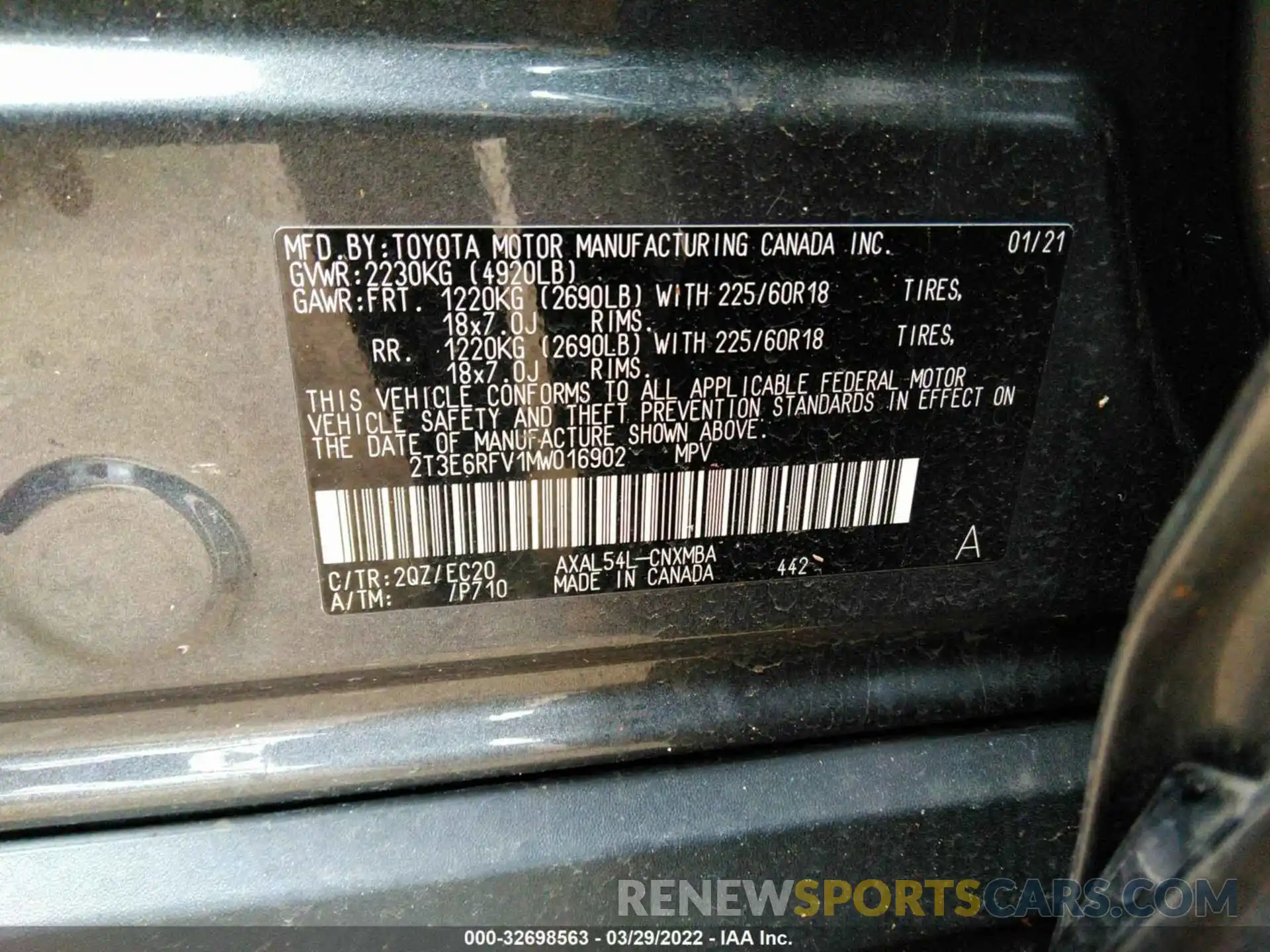 9 Фотография поврежденного автомобиля 2T3E6RFV1MW016902 TOYOTA RAV4 2021