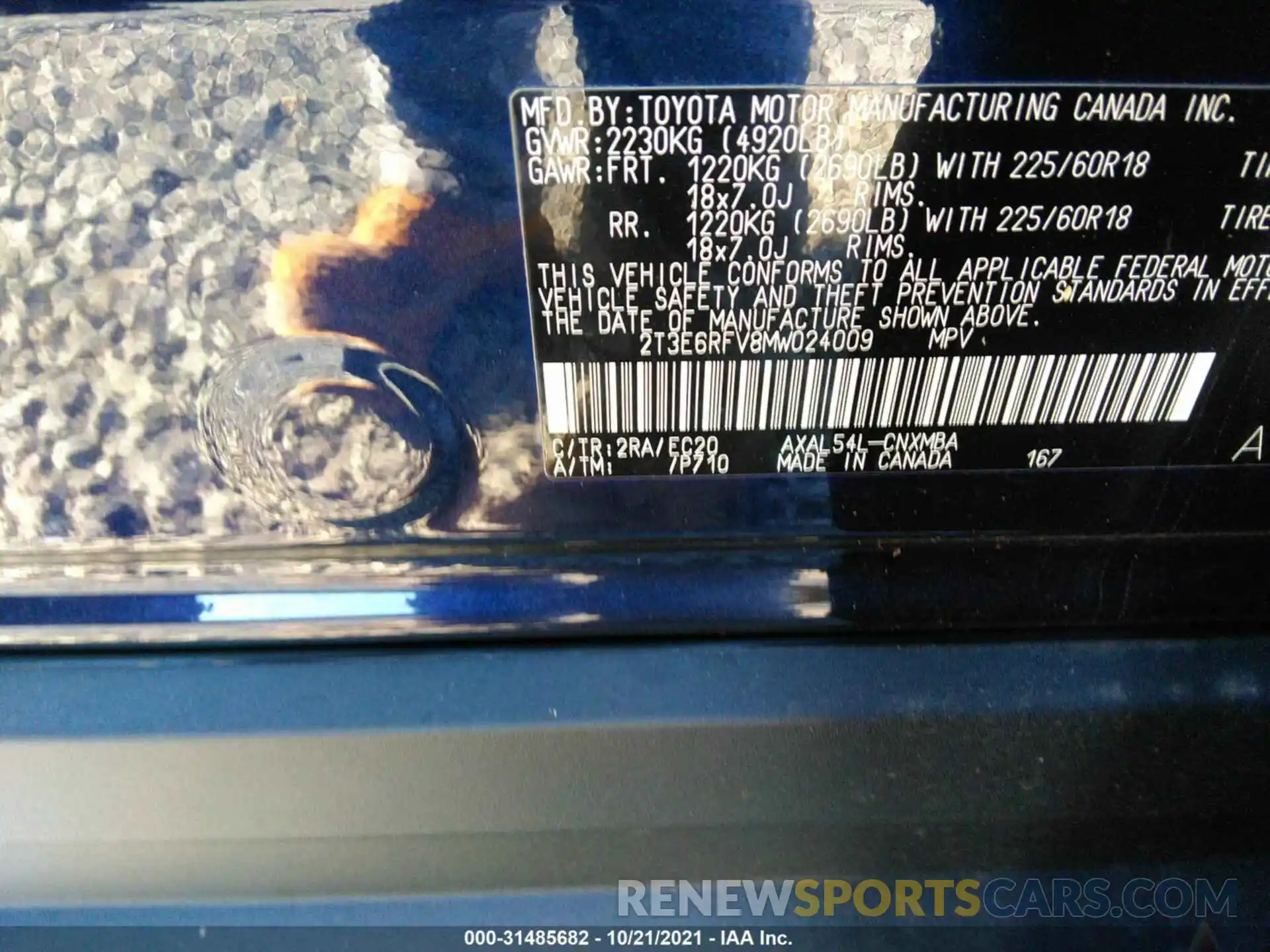 9 Photograph of a damaged car 2T3E6RFV8MW024009 TOYOTA RAV4 2021