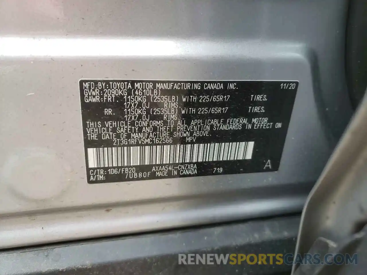 10 Фотография поврежденного автомобиля 2T3G1RFV5MC162566 TOYOTA RAV4 2021