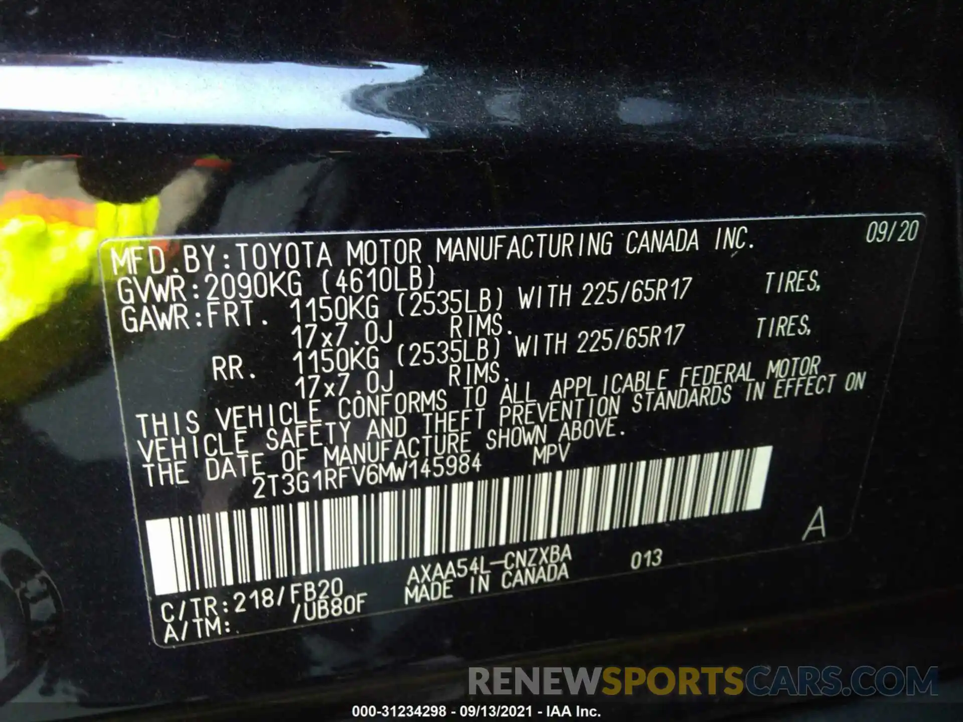 9 Фотография поврежденного автомобиля 2T3G1RFV6MW145984 TOYOTA RAV4 2021