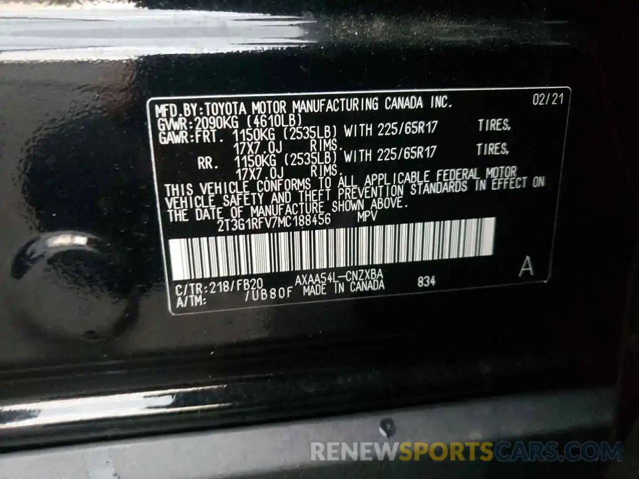 10 Фотография поврежденного автомобиля 2T3G1RFV7MC188456 TOYOTA RAV4 2021