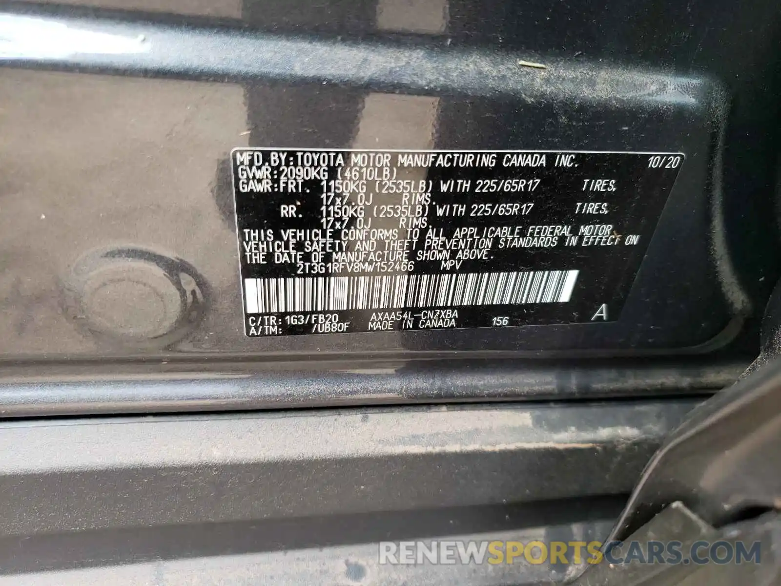 10 Фотография поврежденного автомобиля 2T3G1RFV8MW152466 TOYOTA RAV4 2021