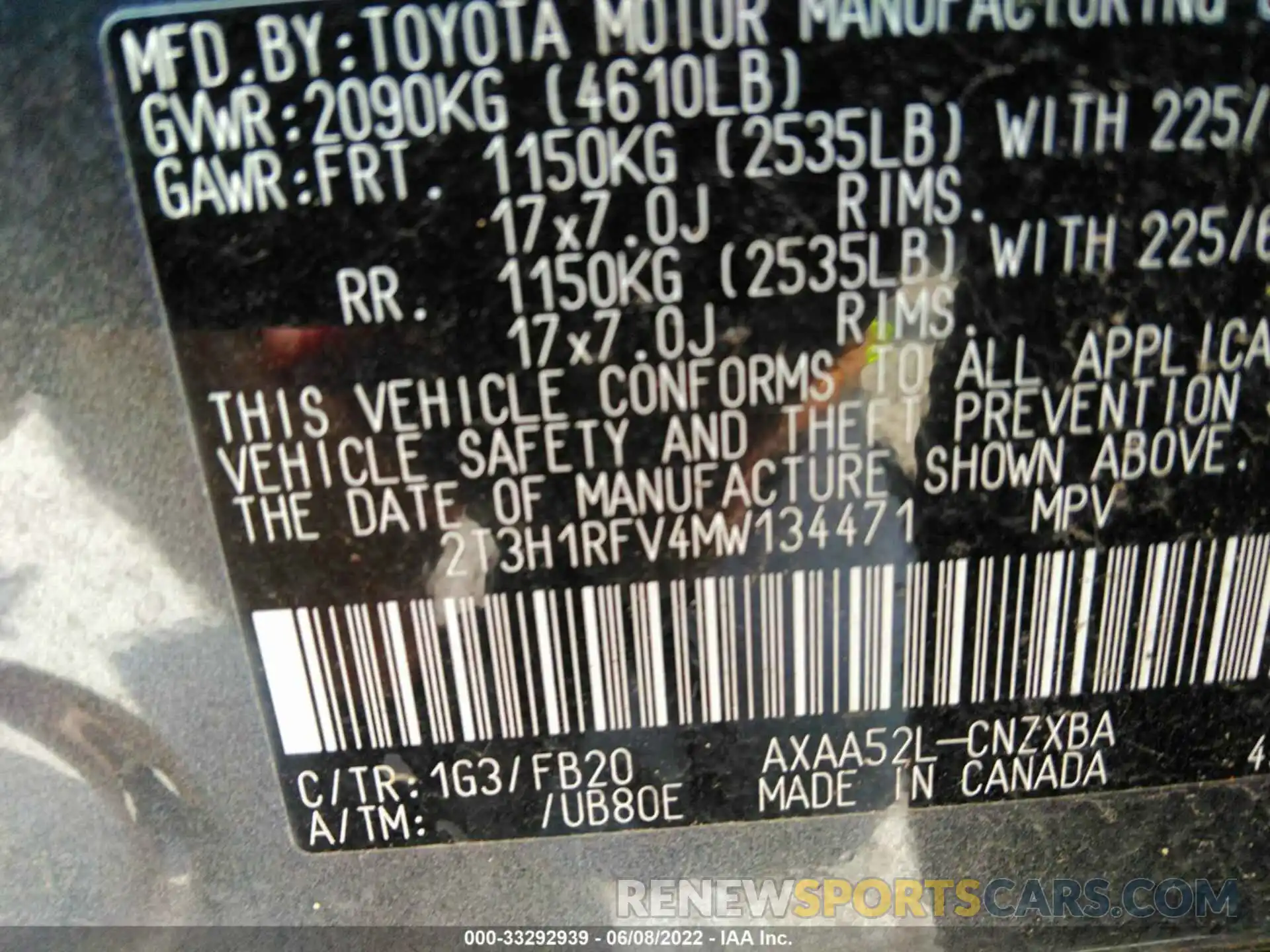 9 Фотография поврежденного автомобиля 2T3H1RFV4MW134471 TOYOTA RAV4 2021