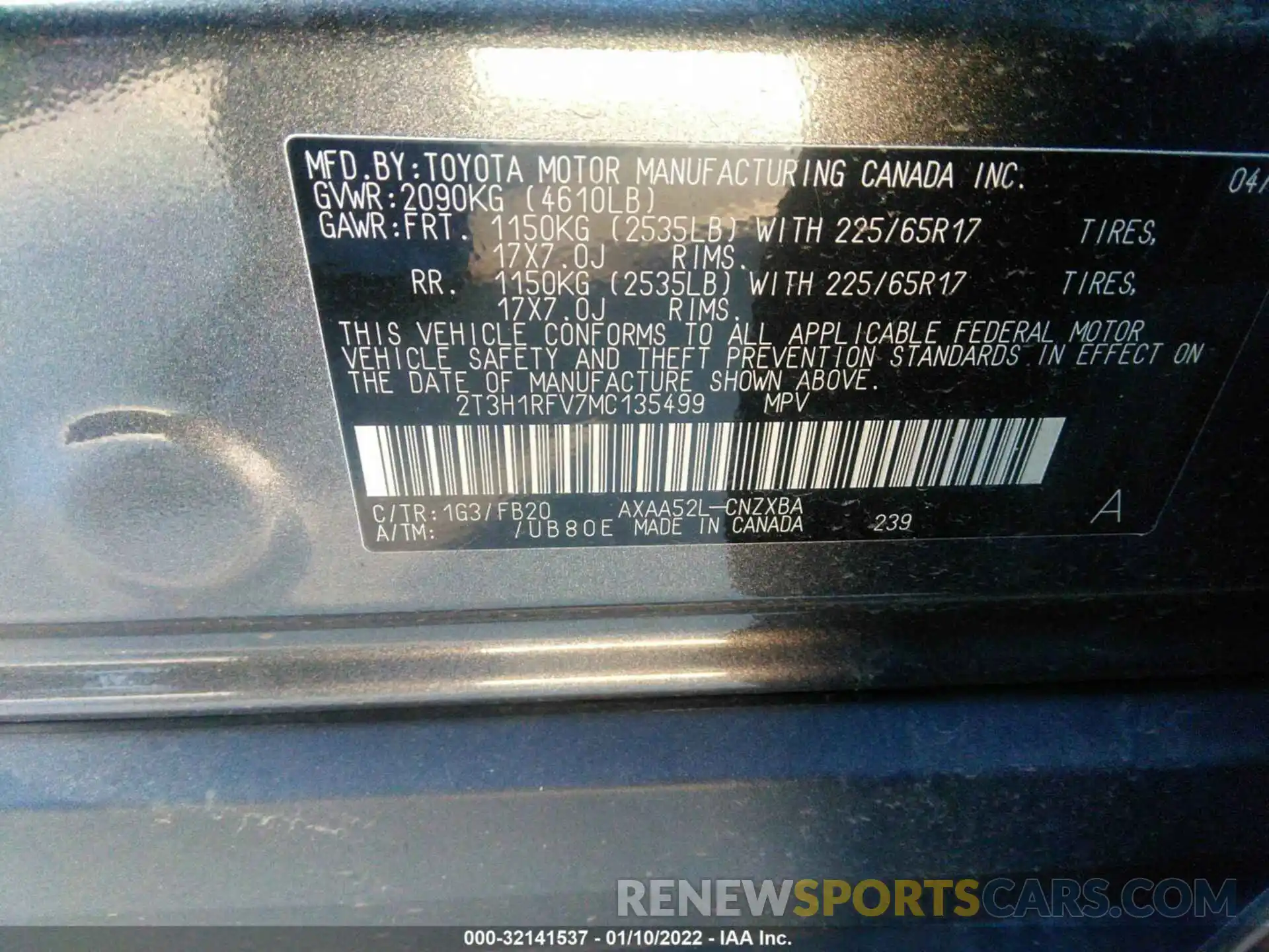 9 Фотография поврежденного автомобиля 2T3H1RFV7MC135499 TOYOTA RAV4 2021