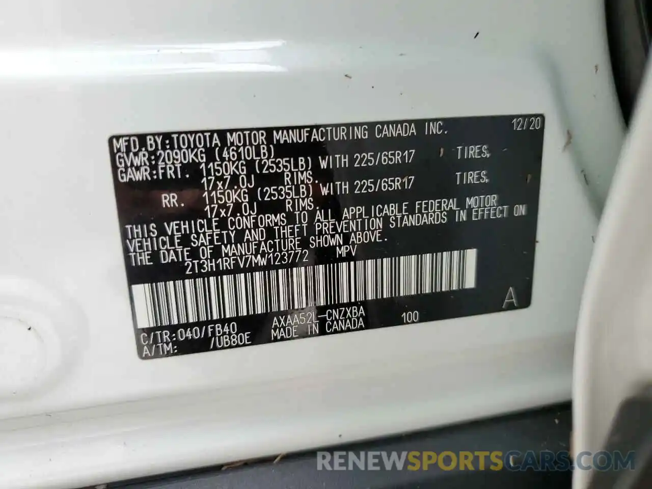 10 Фотография поврежденного автомобиля 2T3H1RFV7MW123772 TOYOTA RAV4 2021