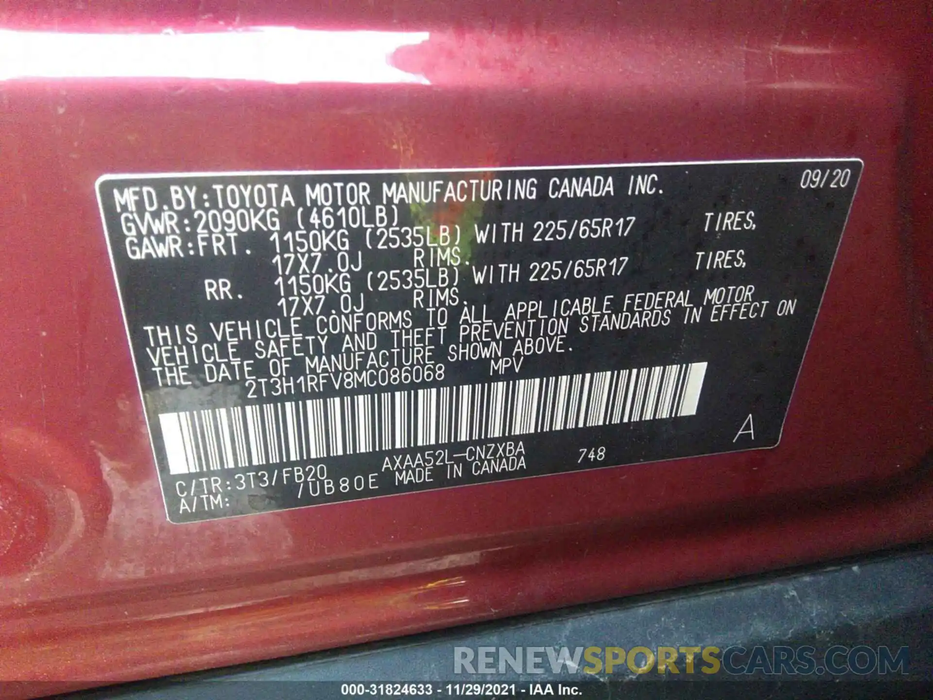 9 Фотография поврежденного автомобиля 2T3H1RFV8MC086068 TOYOTA RAV4 2021