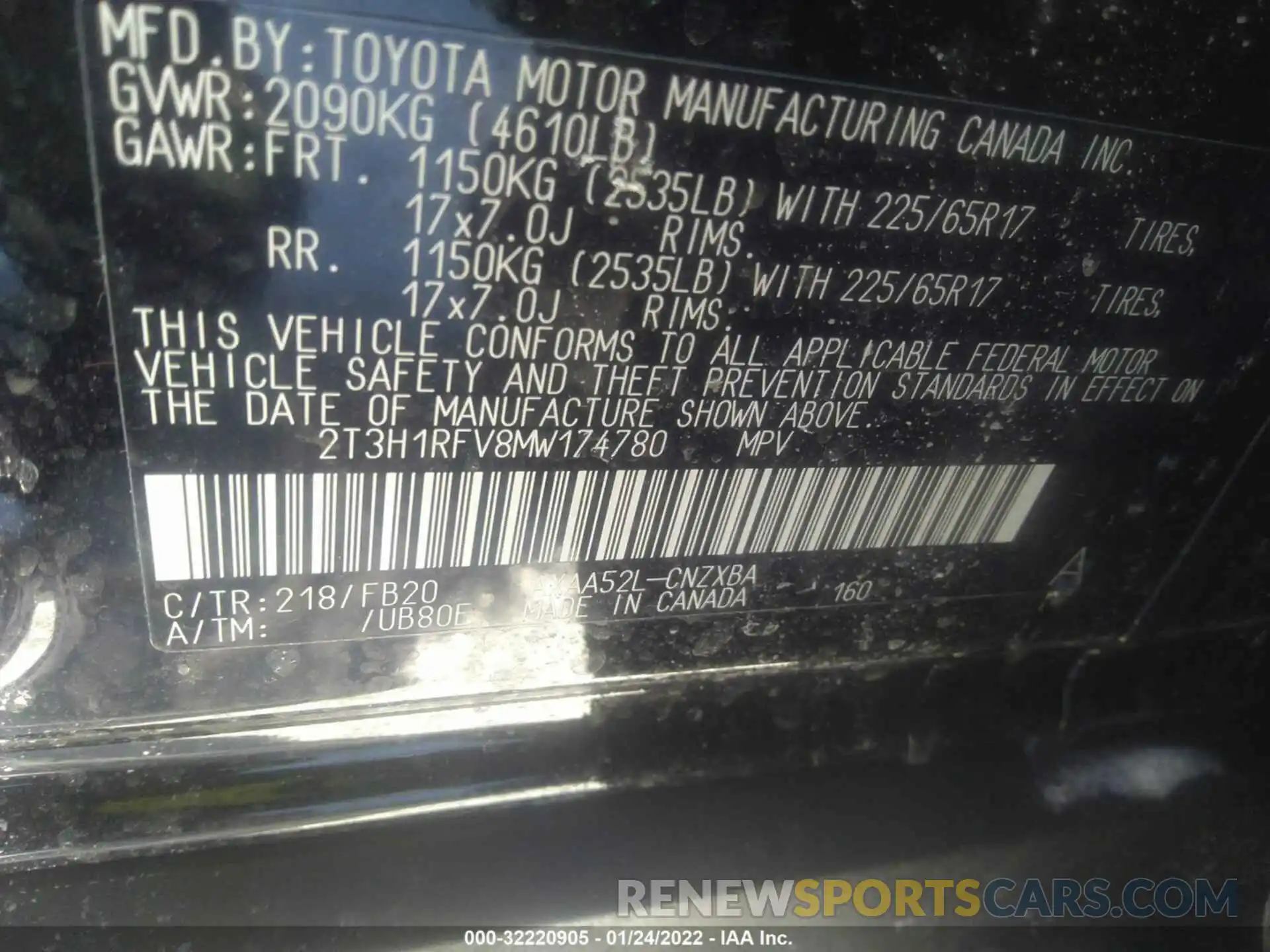 9 Фотография поврежденного автомобиля 2T3H1RFV8MW174780 TOYOTA RAV4 2021