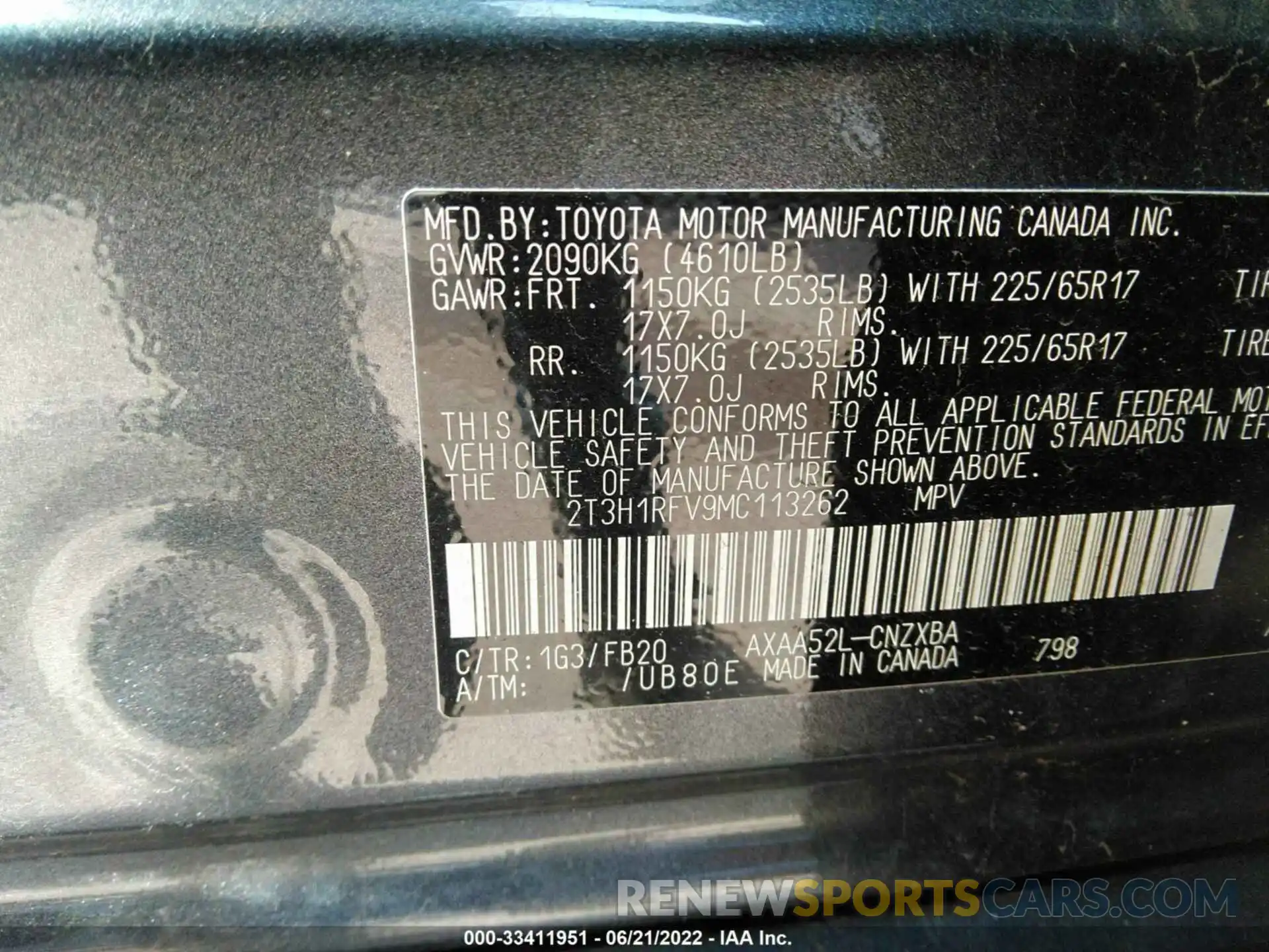 9 Фотография поврежденного автомобиля 2T3H1RFV9MC113262 TOYOTA RAV4 2021