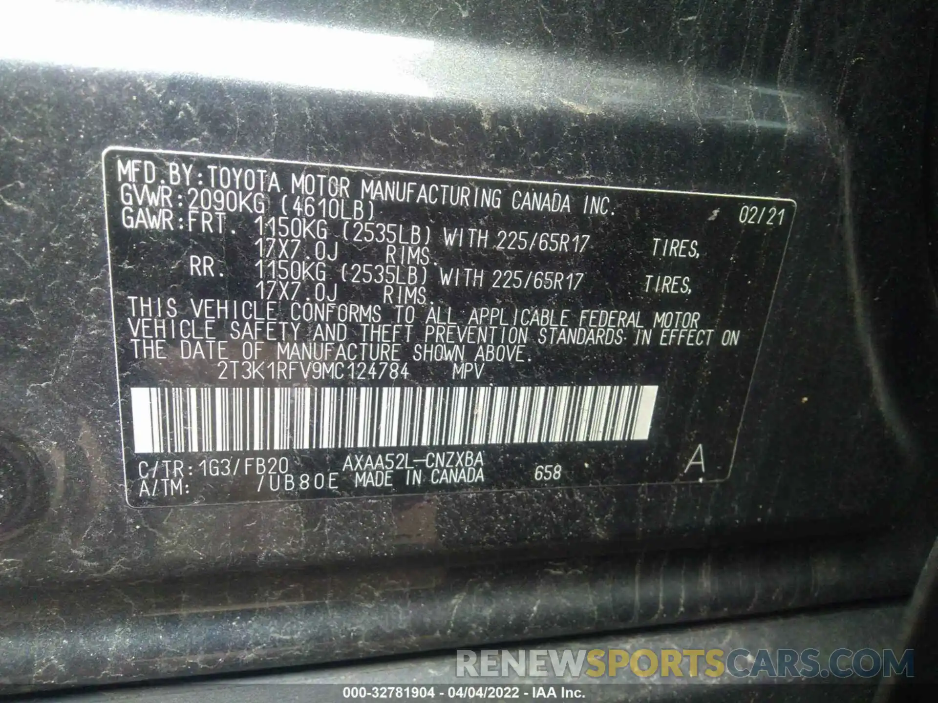 9 Фотография поврежденного автомобиля 2T3K1RFV9MC124784 TOYOTA RAV4 2021