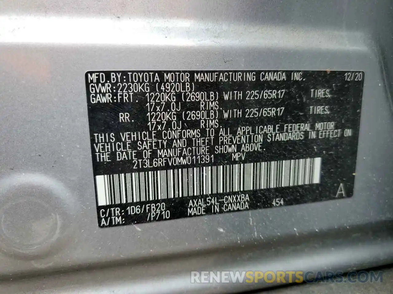 13 Фотография поврежденного автомобиля 2T3L6RFV0MW011391 TOYOTA RAV4 2021