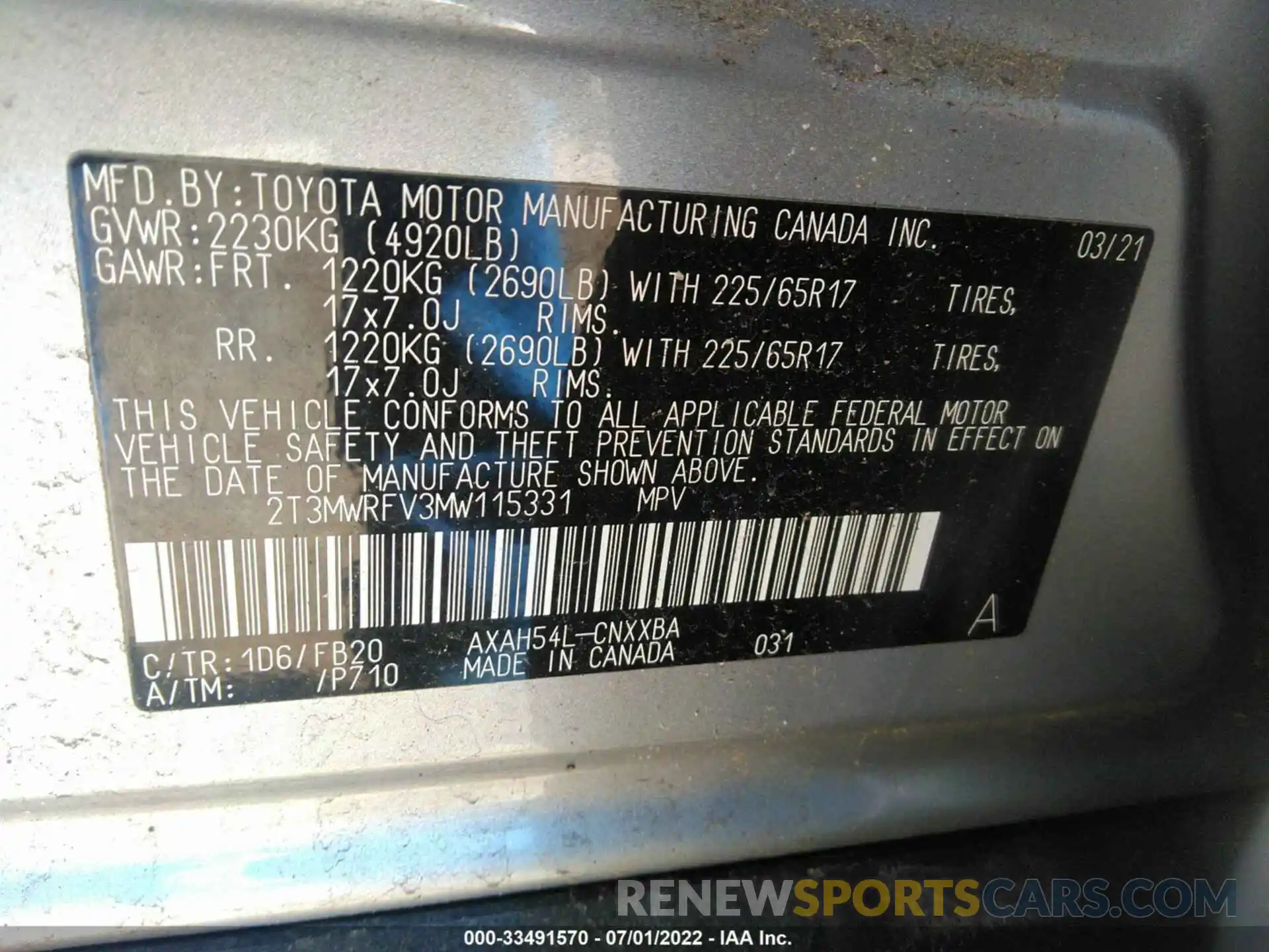 9 Фотография поврежденного автомобиля 2T3MWRFV3MW115331 TOYOTA RAV4 2021