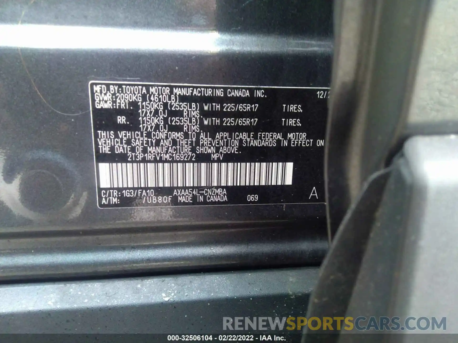 9 Фотография поврежденного автомобиля 2T3P1RFV1MC169272 TOYOTA RAV4 2021