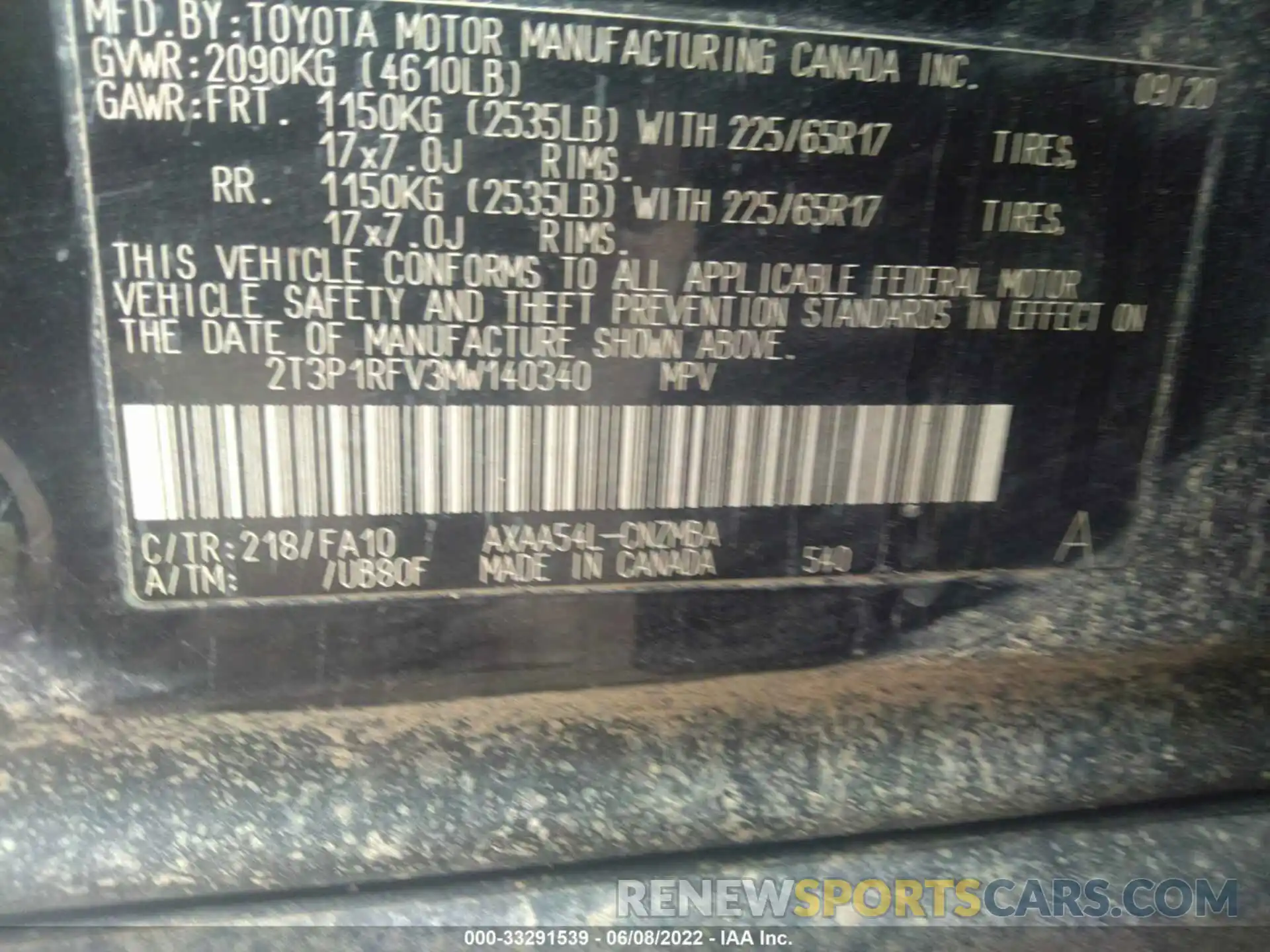 9 Фотография поврежденного автомобиля 2T3P1RFV3MW140340 TOYOTA RAV4 2021