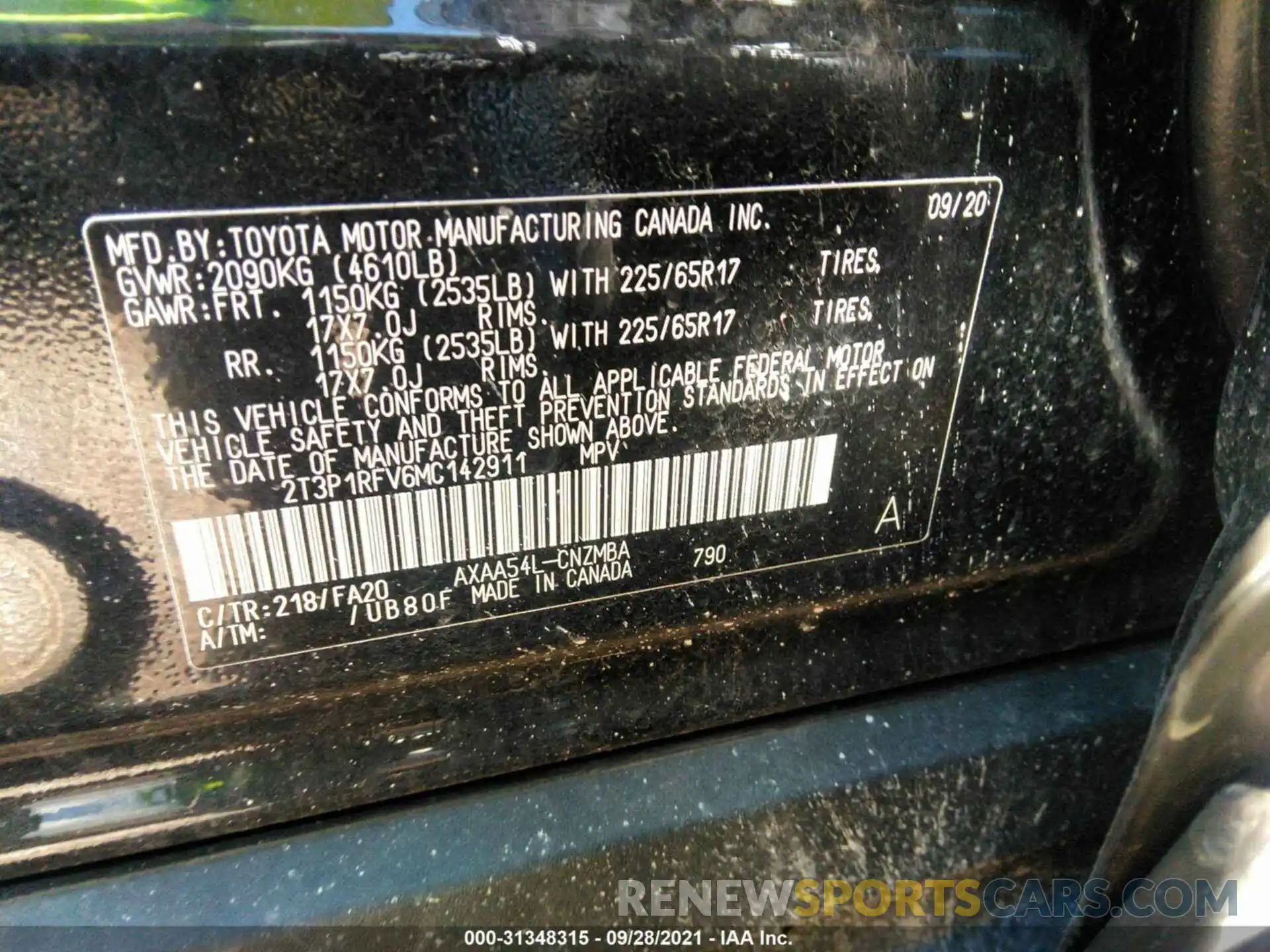 9 Фотография поврежденного автомобиля 2T3P1RFV6MC142911 TOYOTA RAV4 2021