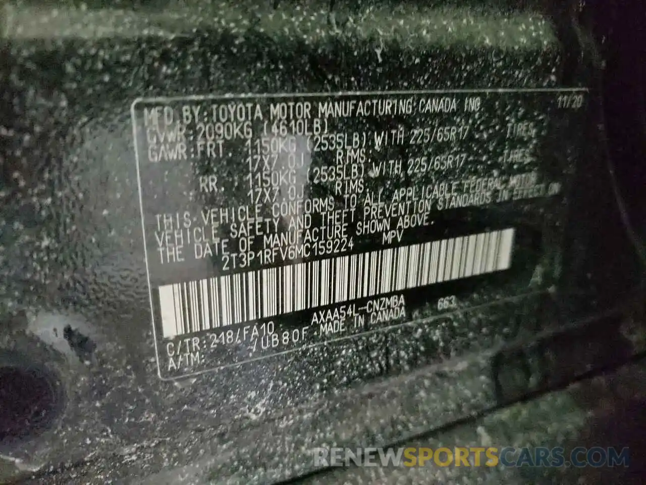 10 Фотография поврежденного автомобиля 2T3P1RFV6MC159224 TOYOTA RAV4 2021