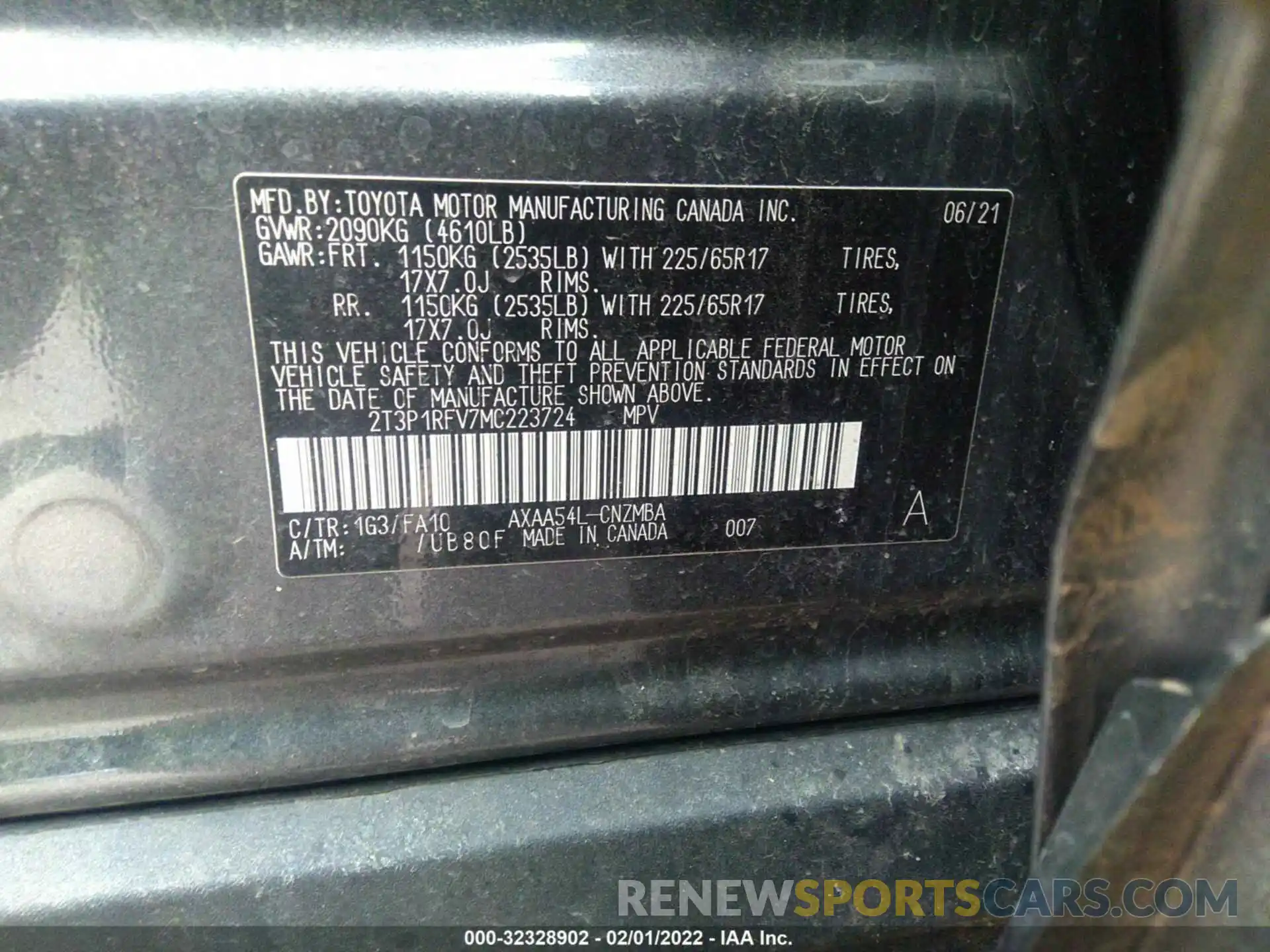 9 Фотография поврежденного автомобиля 2T3P1RFV7MC223724 TOYOTA RAV4 2021