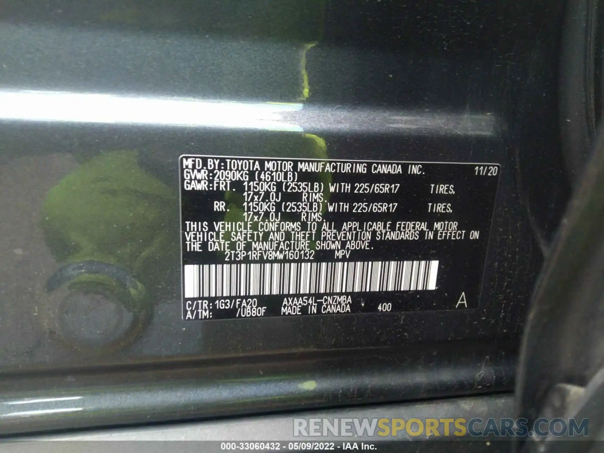 9 Фотография поврежденного автомобиля 2T3P1RFV8MW160132 TOYOTA RAV4 2021