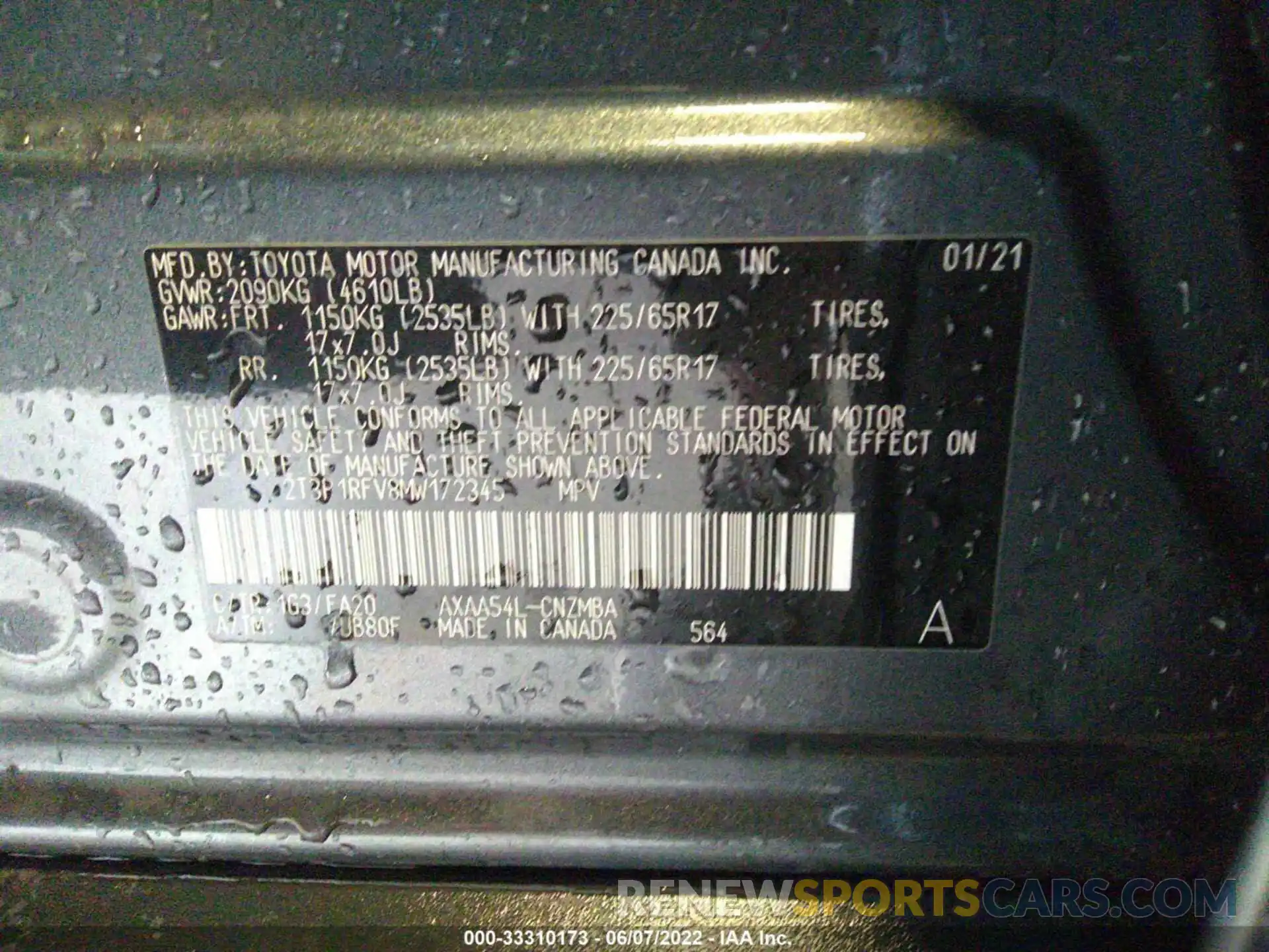 9 Photograph of a damaged car 2T3P1RFV8MW172345 TOYOTA RAV4 2021