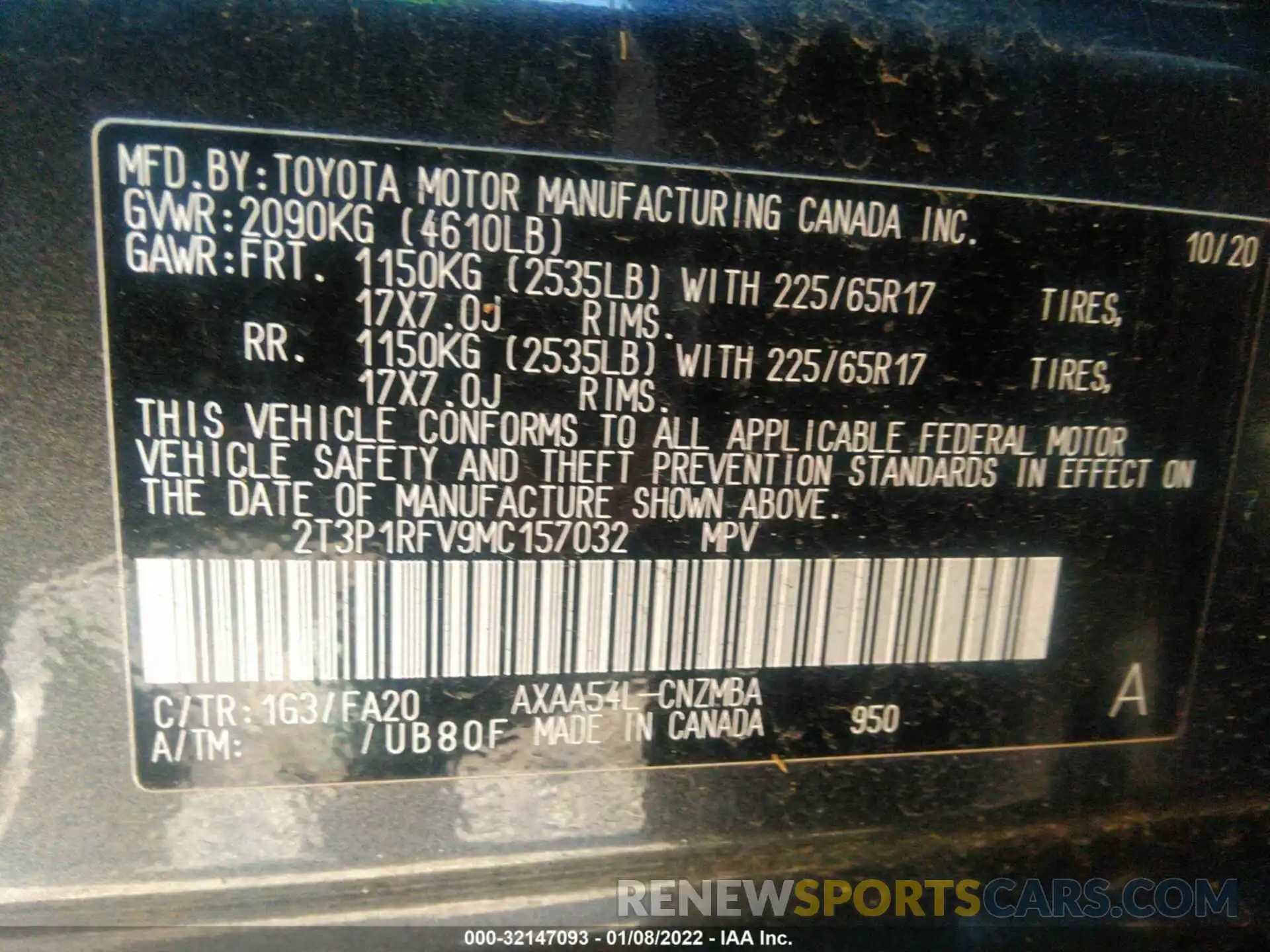 9 Фотография поврежденного автомобиля 2T3P1RFV9MC157032 TOYOTA RAV4 2021