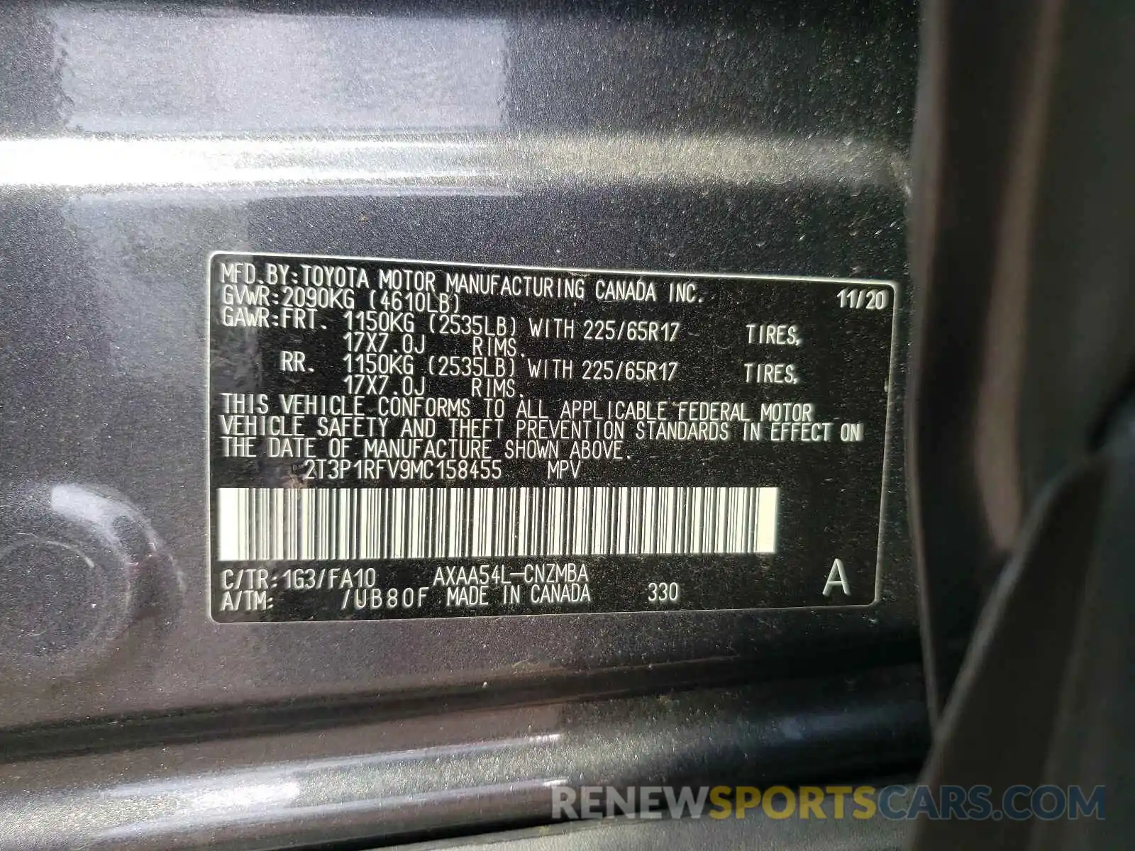 10 Фотография поврежденного автомобиля 2T3P1RFV9MC158455 TOYOTA RAV4 2021