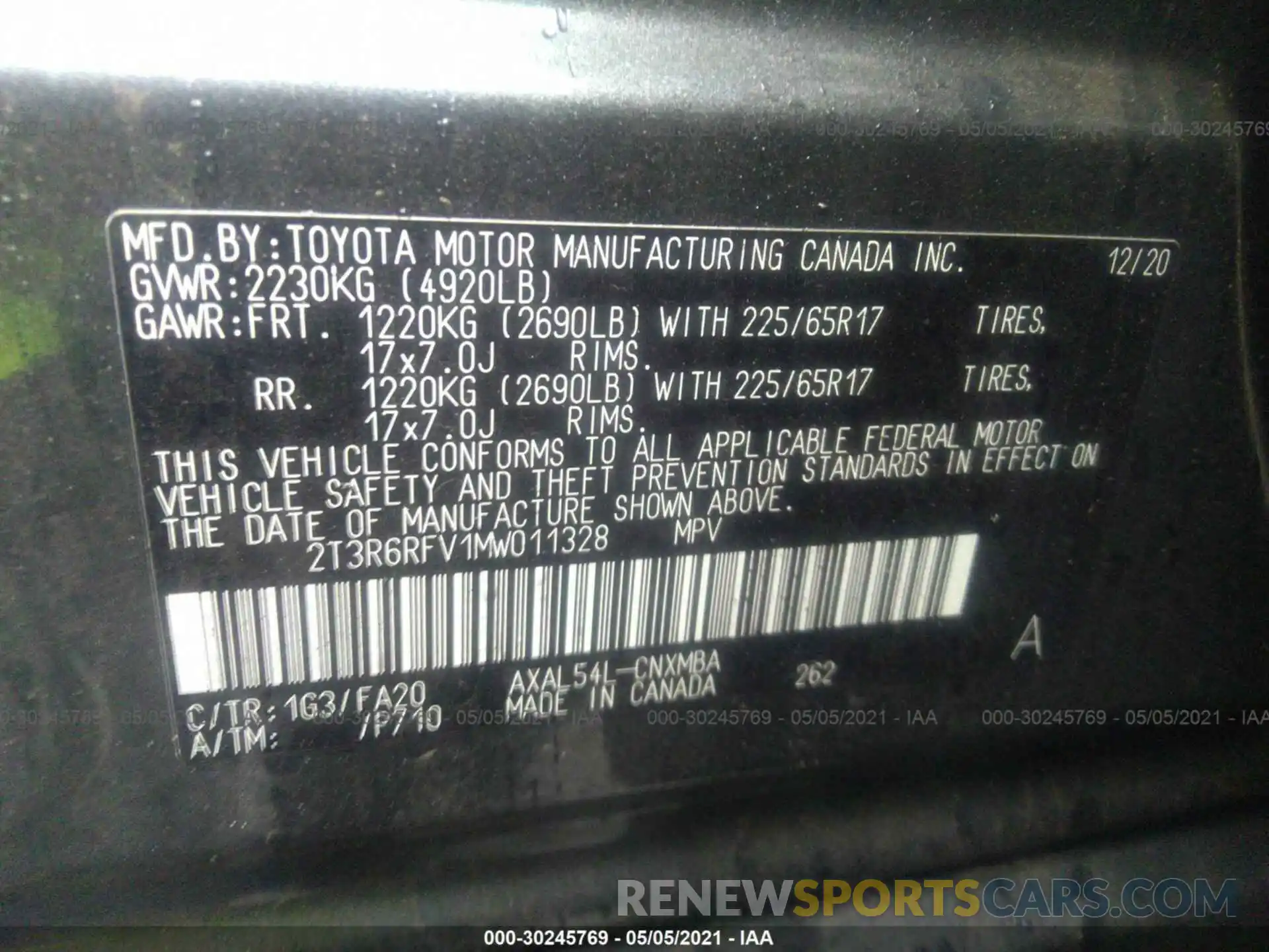 9 Фотография поврежденного автомобиля 2T3R6RFV1MW011328 TOYOTA RAV4 2021