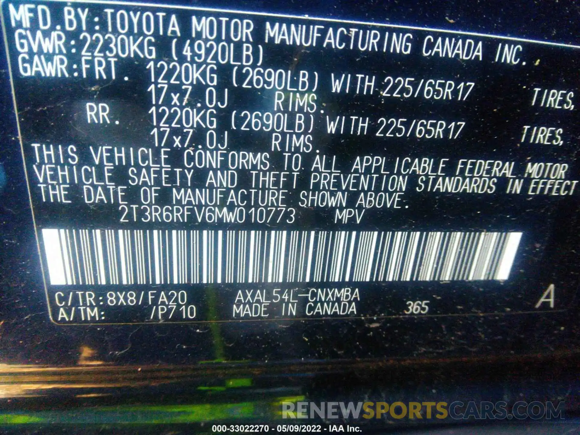 9 Фотография поврежденного автомобиля 2T3R6RFV6MW010773 TOYOTA RAV4 2021