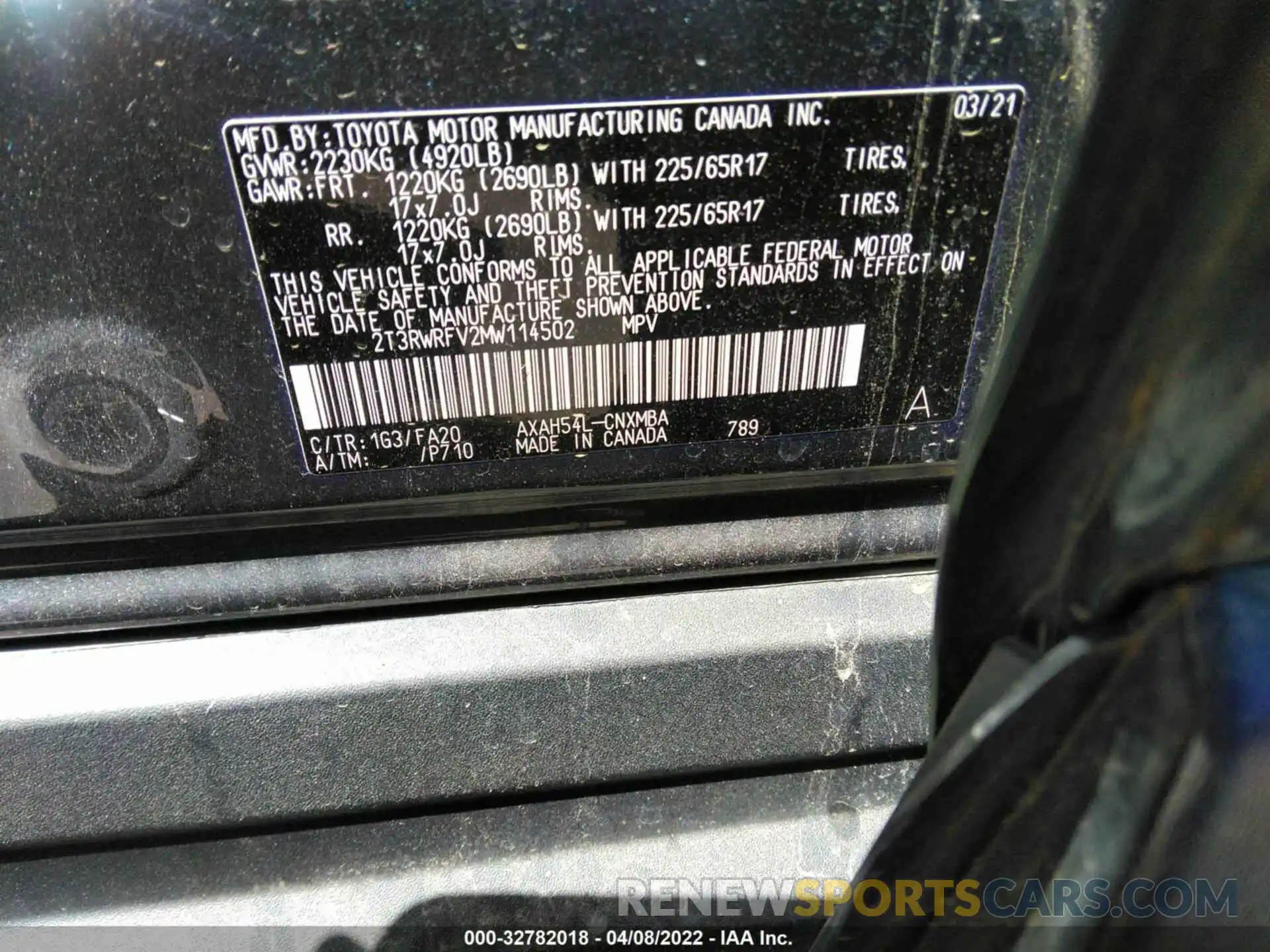 9 Фотография поврежденного автомобиля 2T3RWRFV2MW114502 TOYOTA RAV4 2021