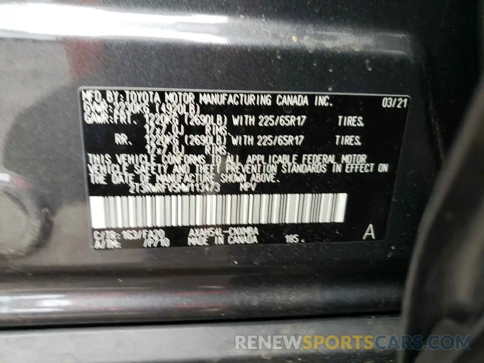 10 Фотография поврежденного автомобиля 2T3RWRFV5MW113473 TOYOTA RAV4 2021