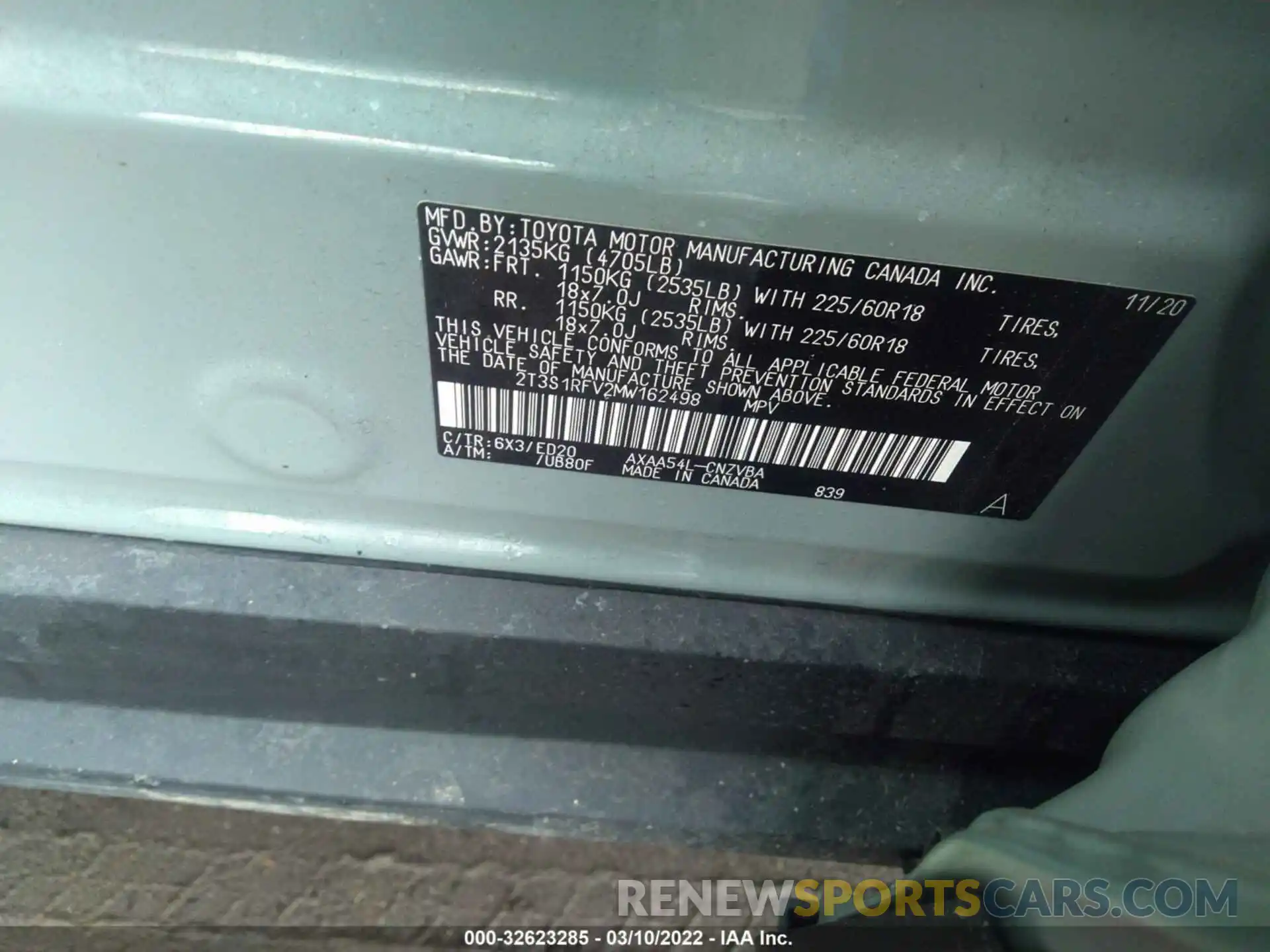 9 Фотография поврежденного автомобиля 2T3S1RFV2MW162498 TOYOTA RAV4 2021