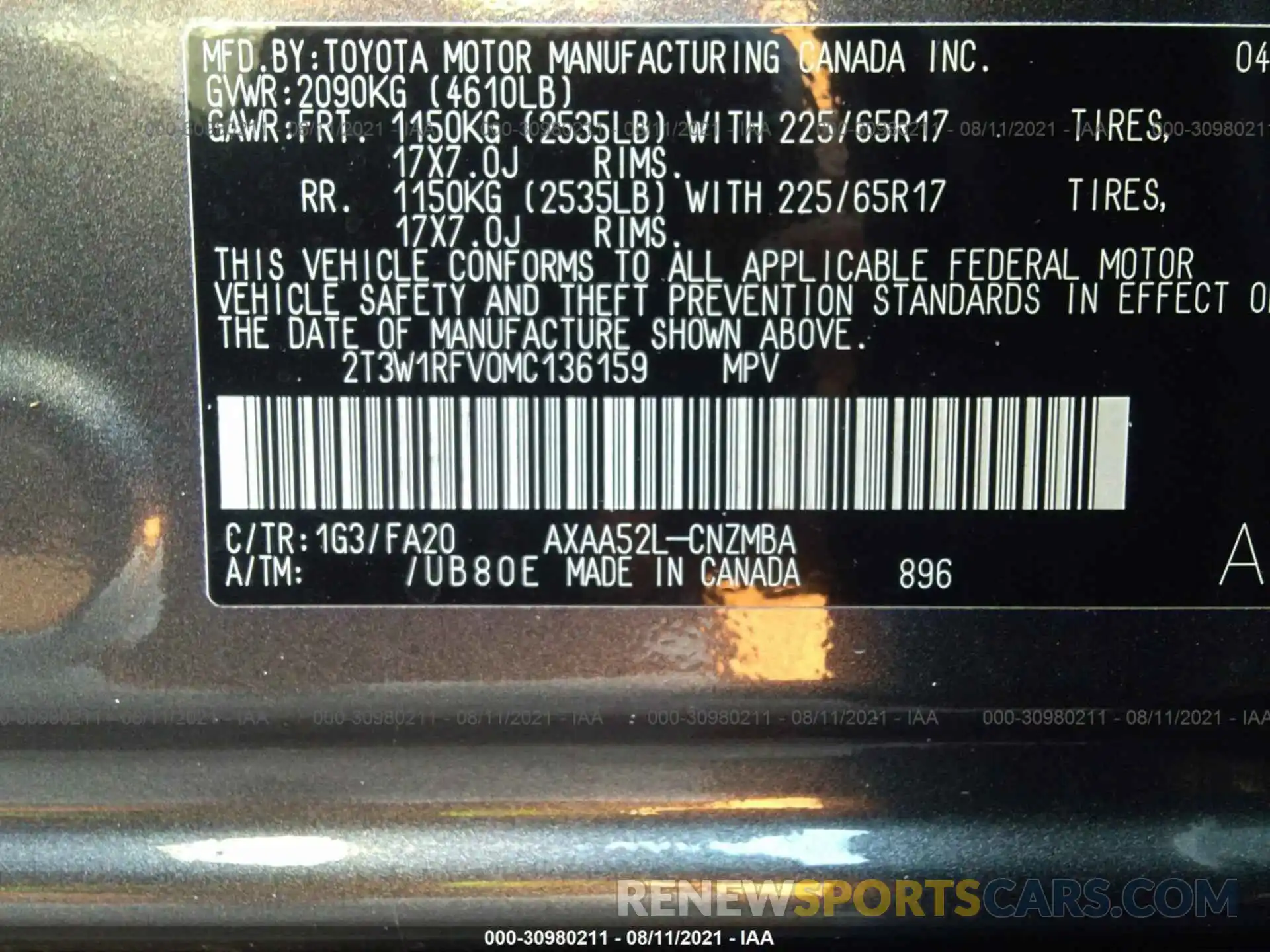 9 Фотография поврежденного автомобиля 2T3W1RFV0MC136159 TOYOTA RAV4 2021