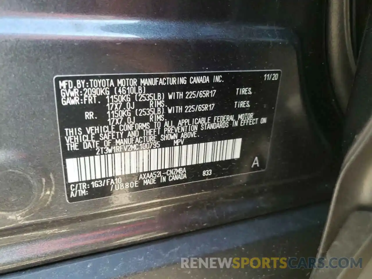 10 Фотография поврежденного автомобиля 2T3W1RFV2MC100795 TOYOTA RAV4 2021