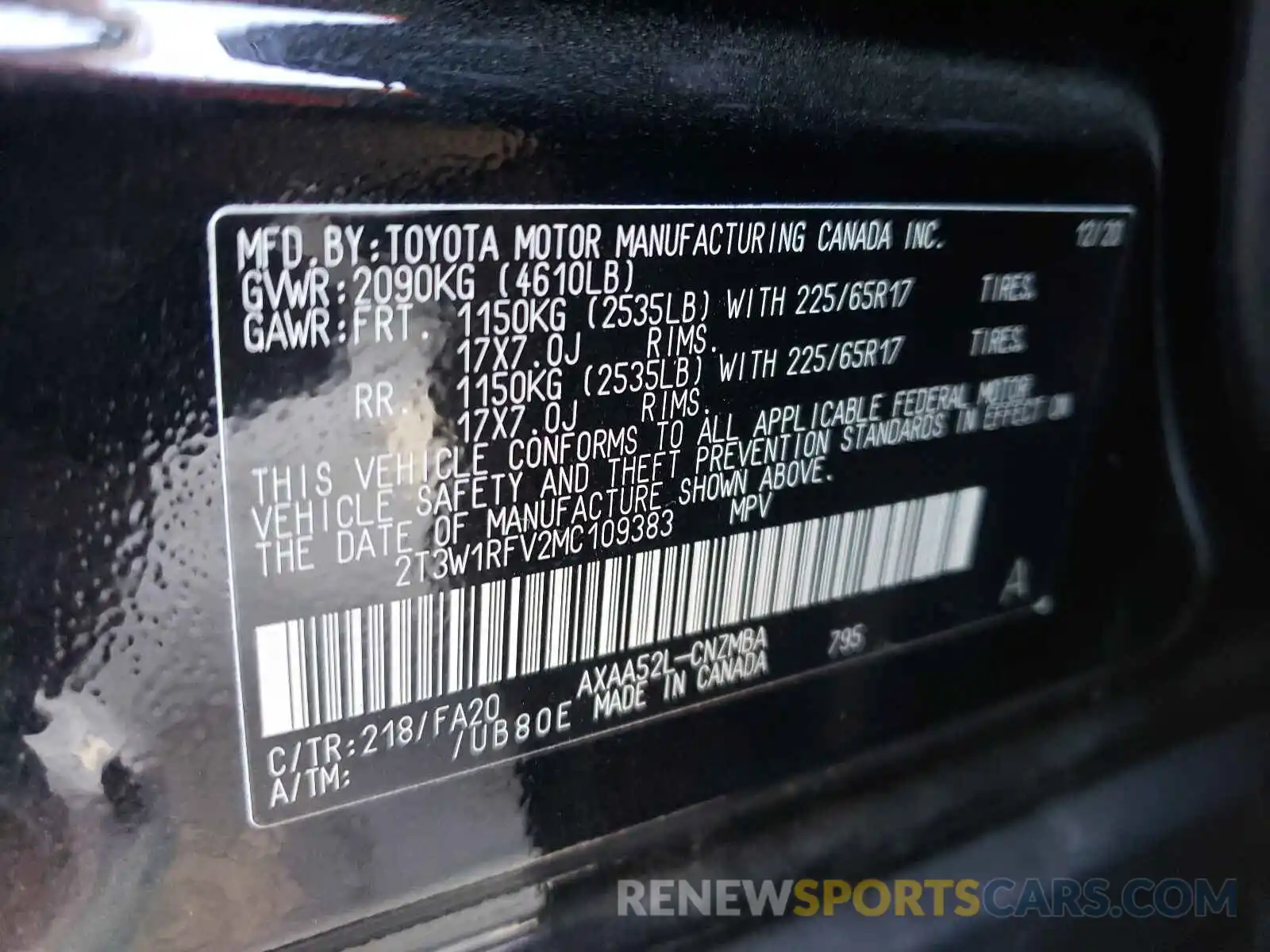 10 Фотография поврежденного автомобиля 2T3W1RFV2MC109383 TOYOTA RAV4 2021