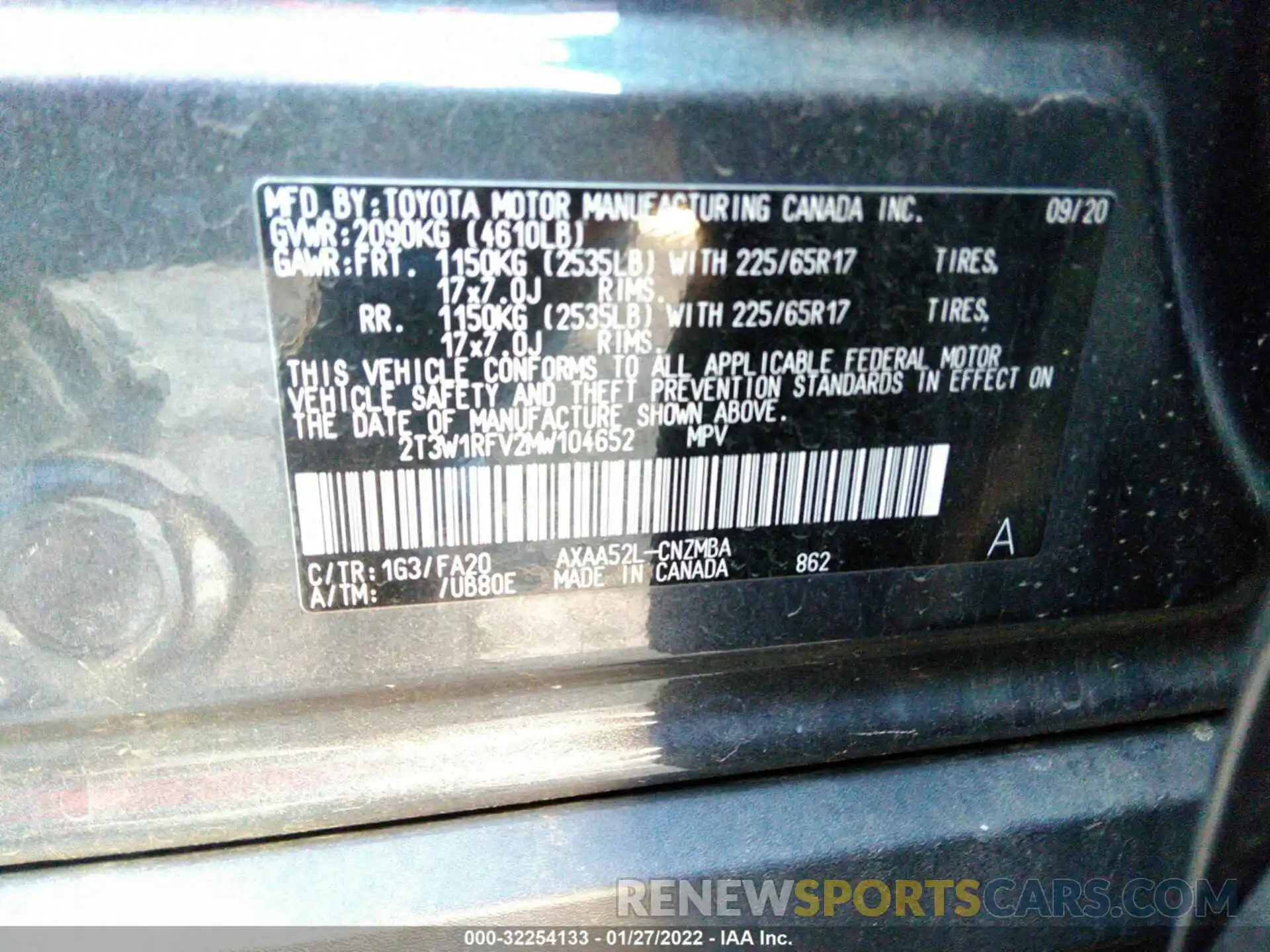 9 Фотография поврежденного автомобиля 2T3W1RFV2MW104652 TOYOTA RAV4 2021