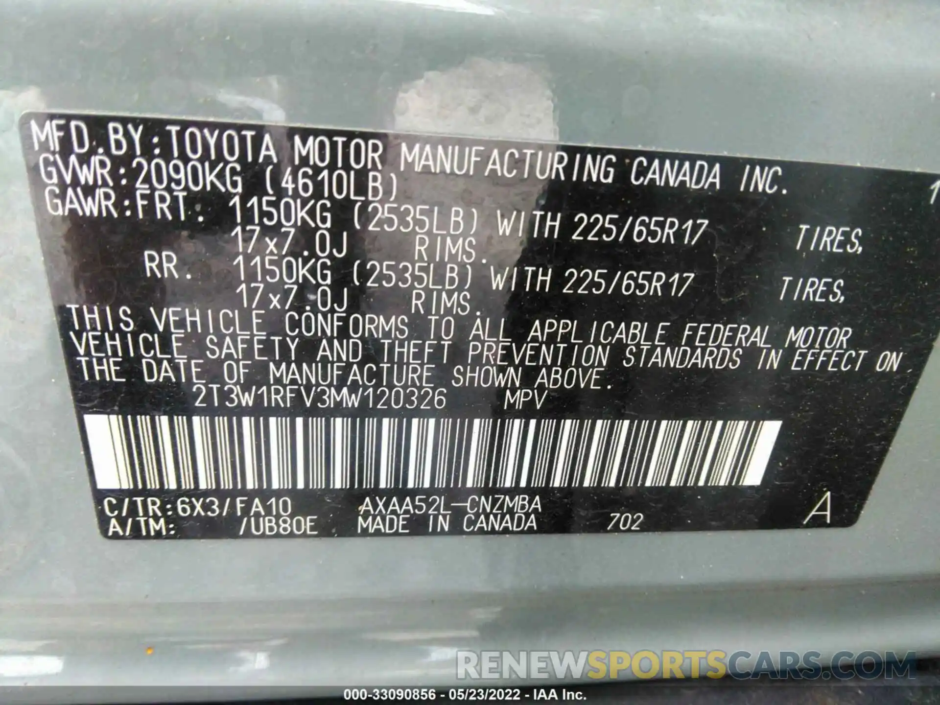 9 Фотография поврежденного автомобиля 2T3W1RFV3MW120326 TOYOTA RAV4 2021