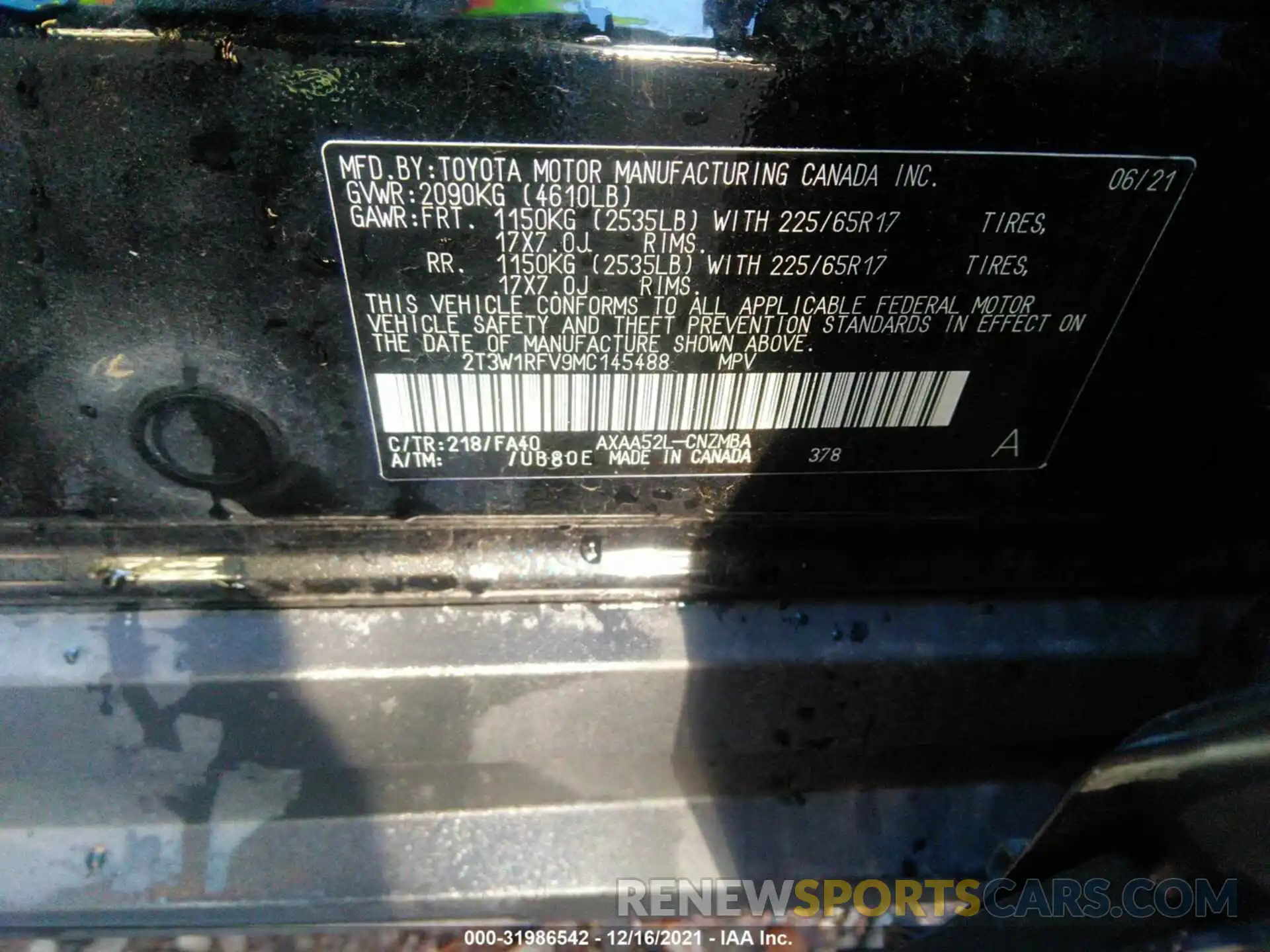 9 Фотография поврежденного автомобиля 2T3W1RFV9MC145488 TOYOTA RAV4 2021