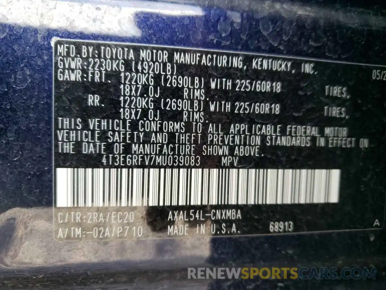 10 Фотография поврежденного автомобиля 4T3E6RFV7MU039083 TOYOTA RAV4 2021