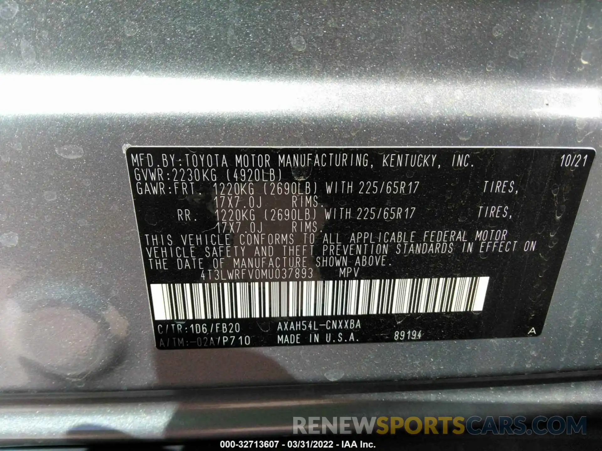 9 Фотография поврежденного автомобиля 4T3LWRFV0MU037893 TOYOTA RAV4 2021