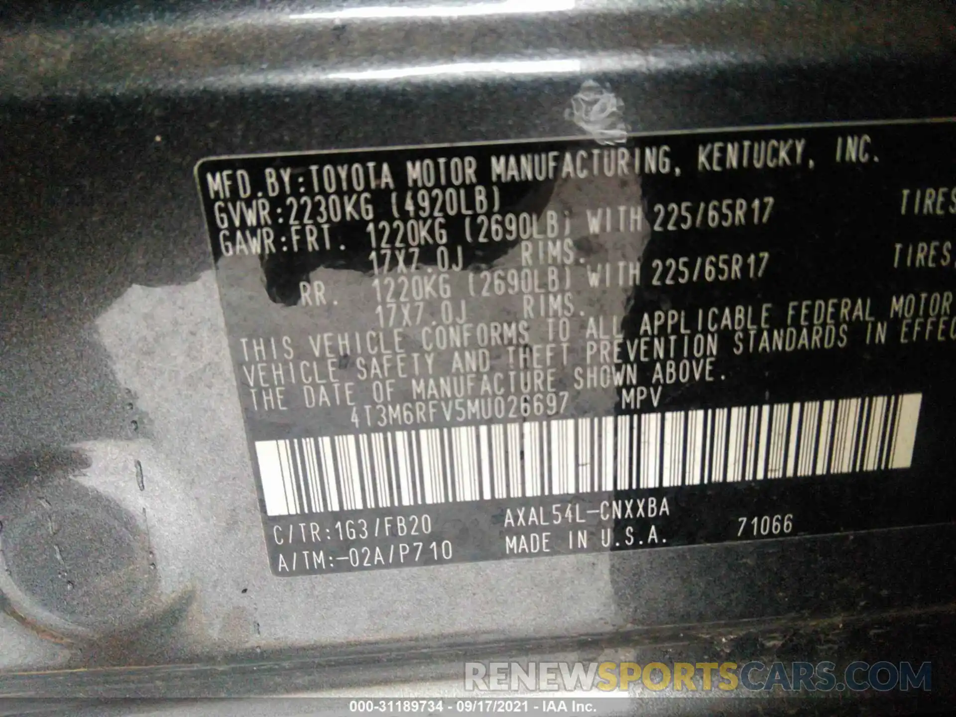 9 Фотография поврежденного автомобиля 4T3M6RFV5MU026697 TOYOTA RAV4 2021