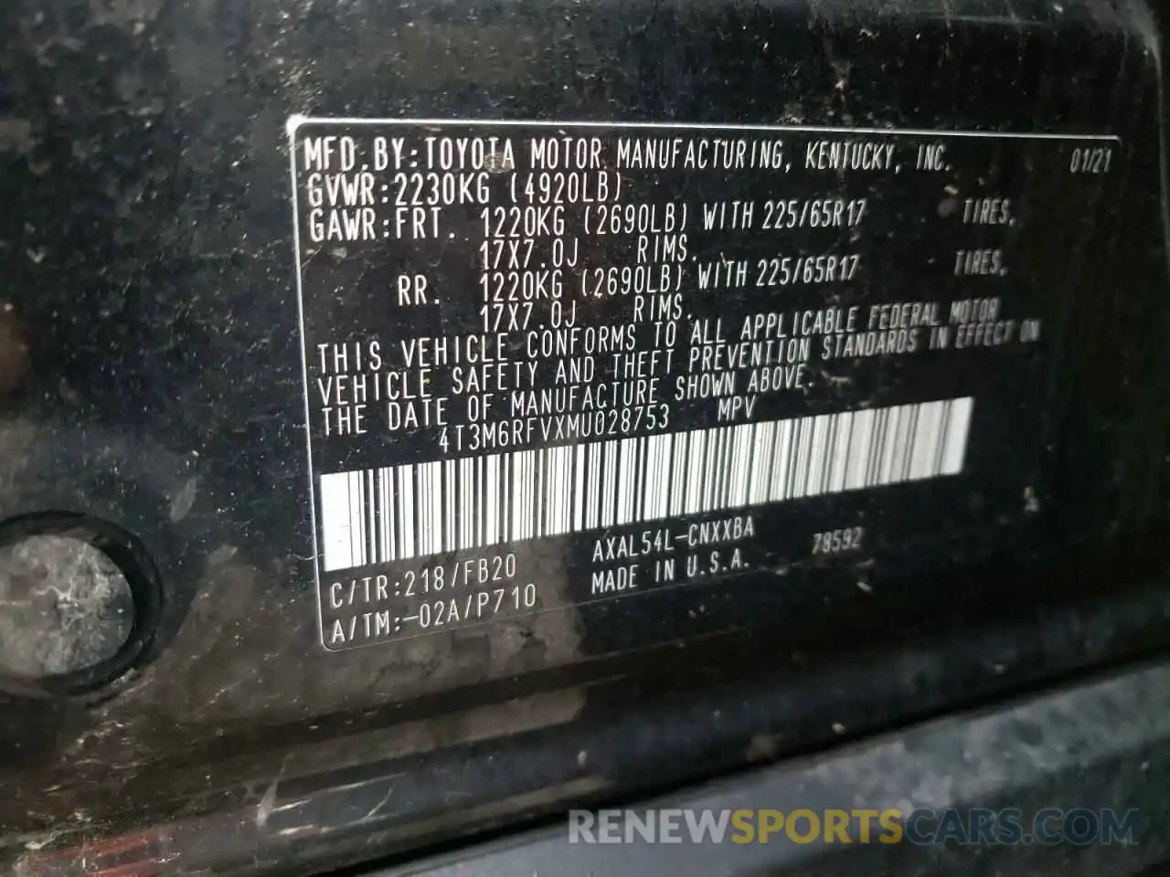 10 Фотография поврежденного автомобиля 4T3M6RFVXMU028753 TOYOTA RAV4 2021