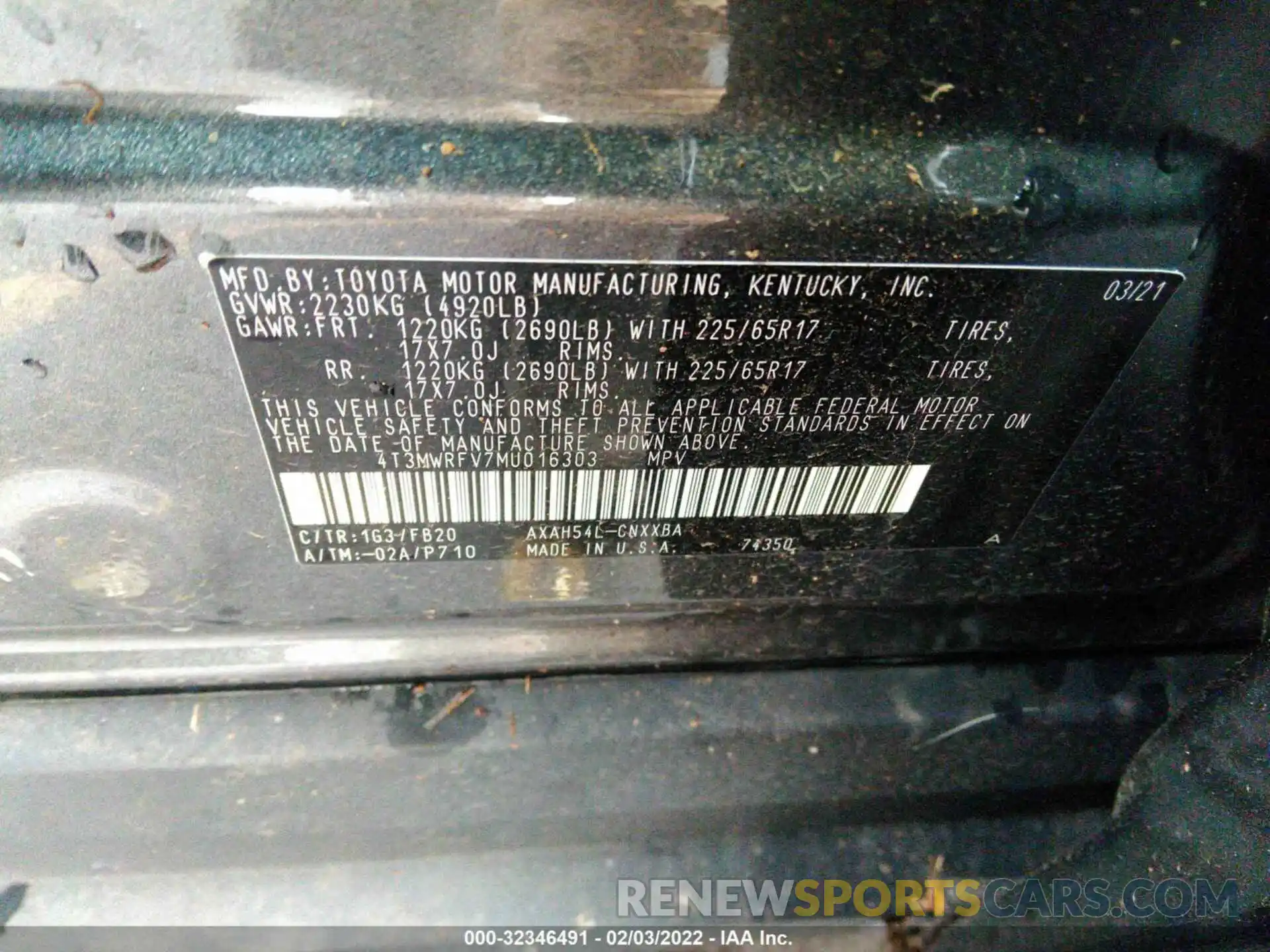 9 Фотография поврежденного автомобиля 4T3MWRFV7MU016303 TOYOTA RAV4 2021