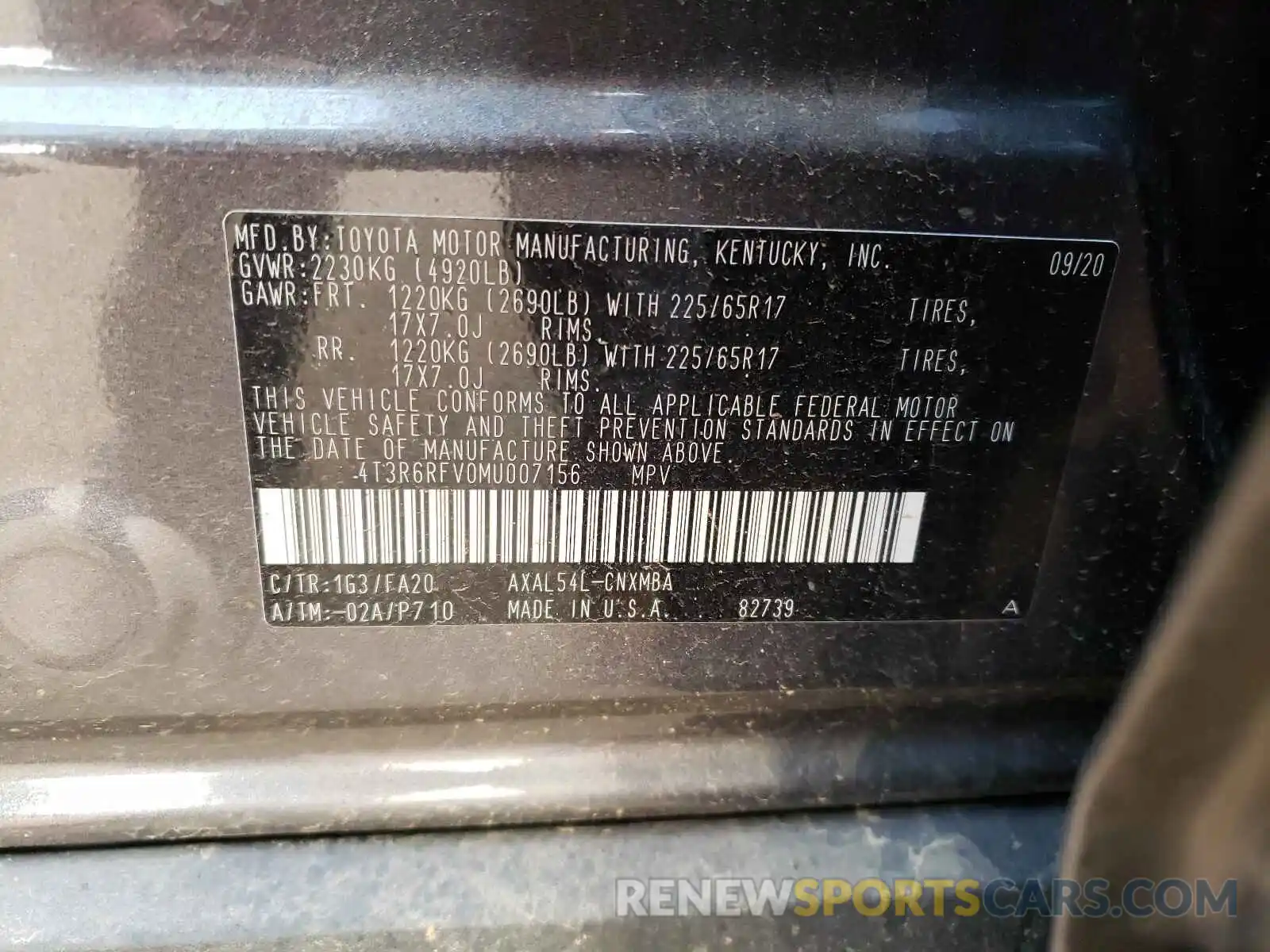 10 Фотография поврежденного автомобиля 4T3R6RFV0MU007156 TOYOTA RAV4 2021