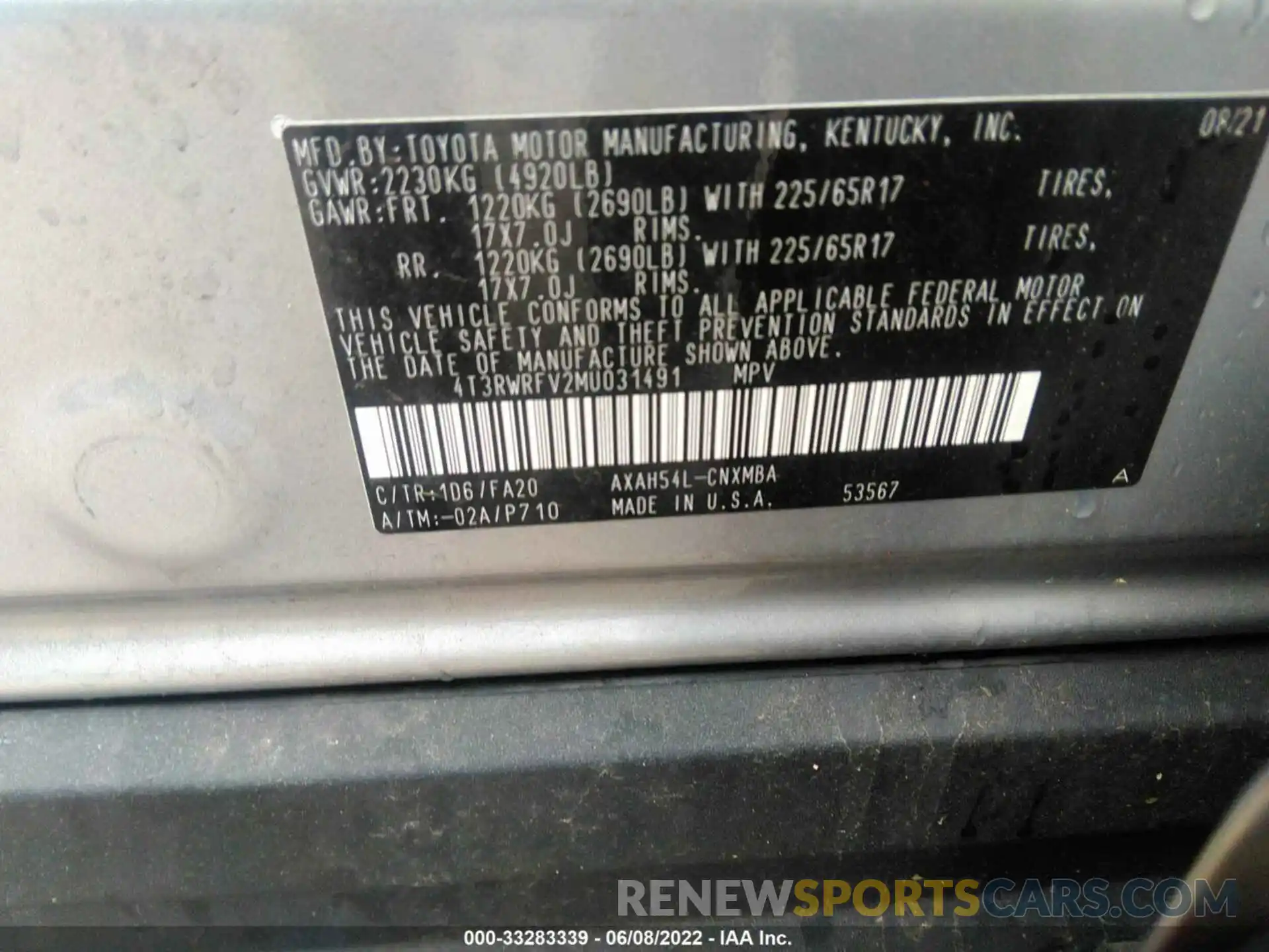 9 Фотография поврежденного автомобиля 4T3RWRFV2MU031491 TOYOTA RAV4 2021