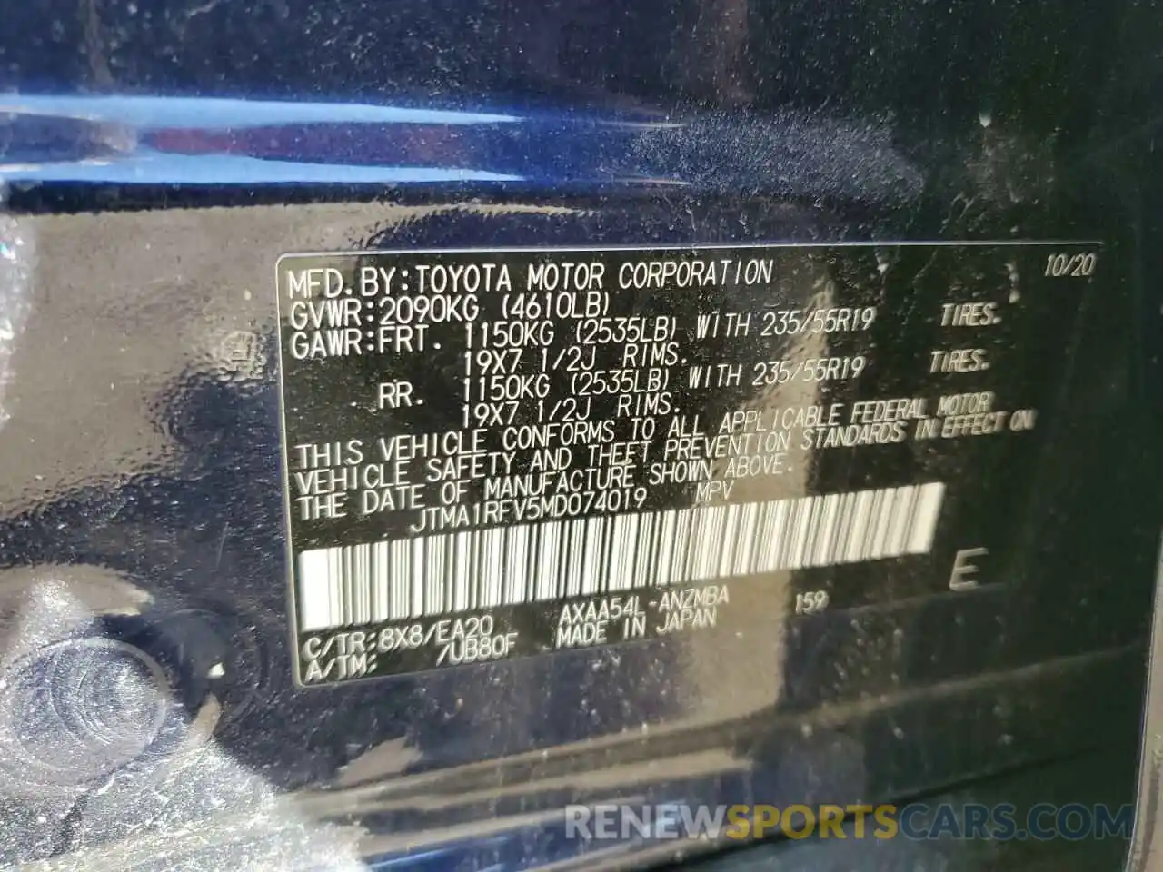 12 Photograph of a damaged car JTMA1RFV5MD074019 TOYOTA RAV4 2021