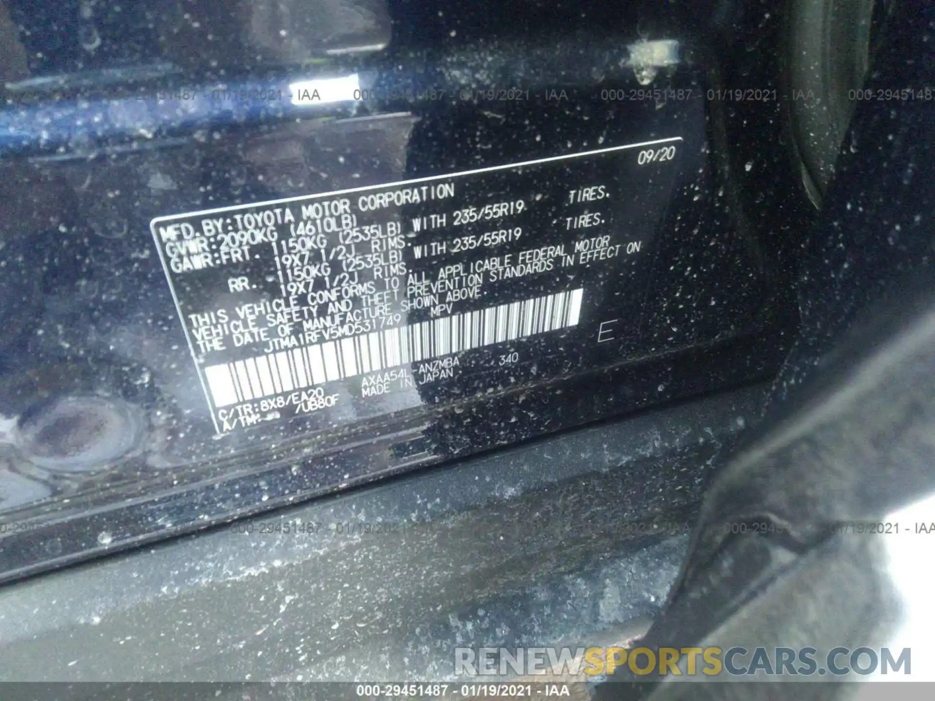 9 Photograph of a damaged car JTMA1RFV5MD531749 TOYOTA RAV4 2021