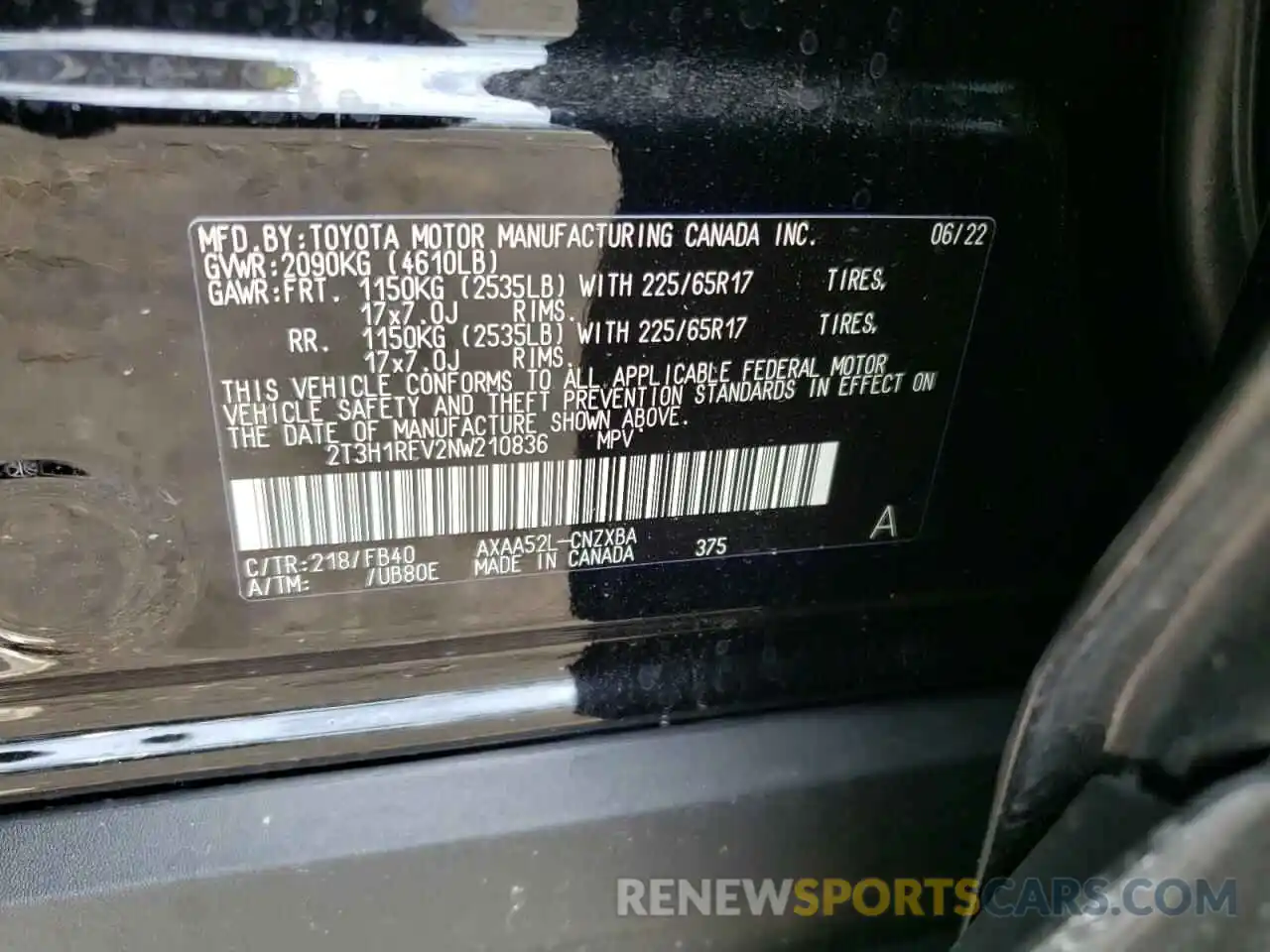 10 Фотография поврежденного автомобиля 2T3H1RFV2NW210836 TOYOTA RAV4 2022